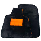 Black Sheepskin Floor Mats for Rolls-Royce Cullinan Orange Leather Trim - AutoWin