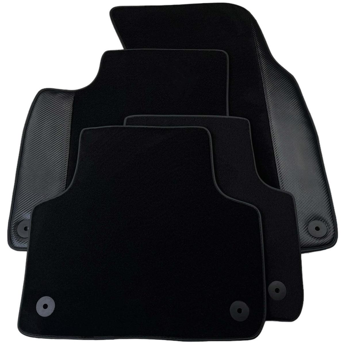 Custom Black Carbon Leather Floor Mats for Audi A6 - C6 Avant Facelift (2008-2011) 