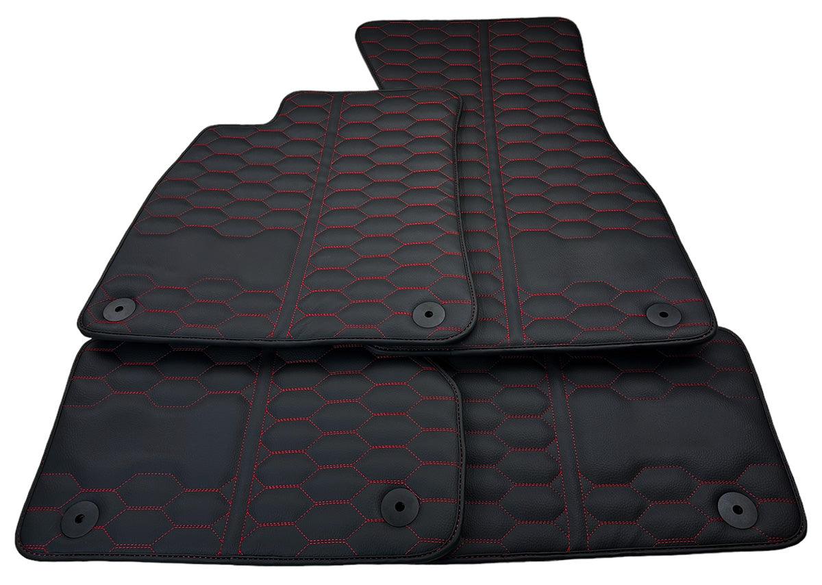 Custom Black Leather Floor Mats for Audi A4 - B5 Sedan (1995 - 1999) 