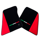 Black Floor Mats for Ferrari 296 GTS with Red Alcantara Borders | Italian Edition - AutoWin