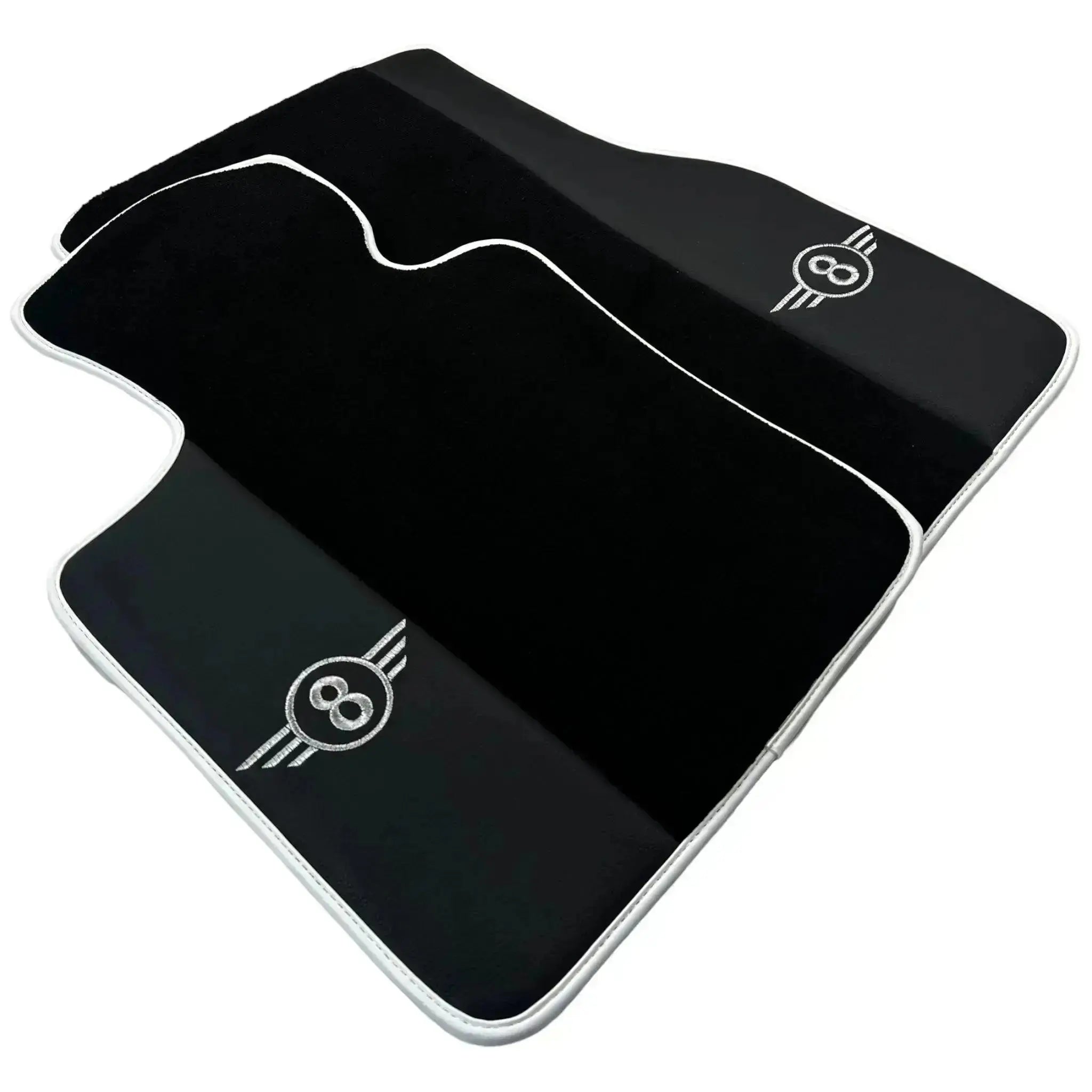 Black Floor Mats for Mini Clubman F54 (2015-2019) with Leather | White Trim