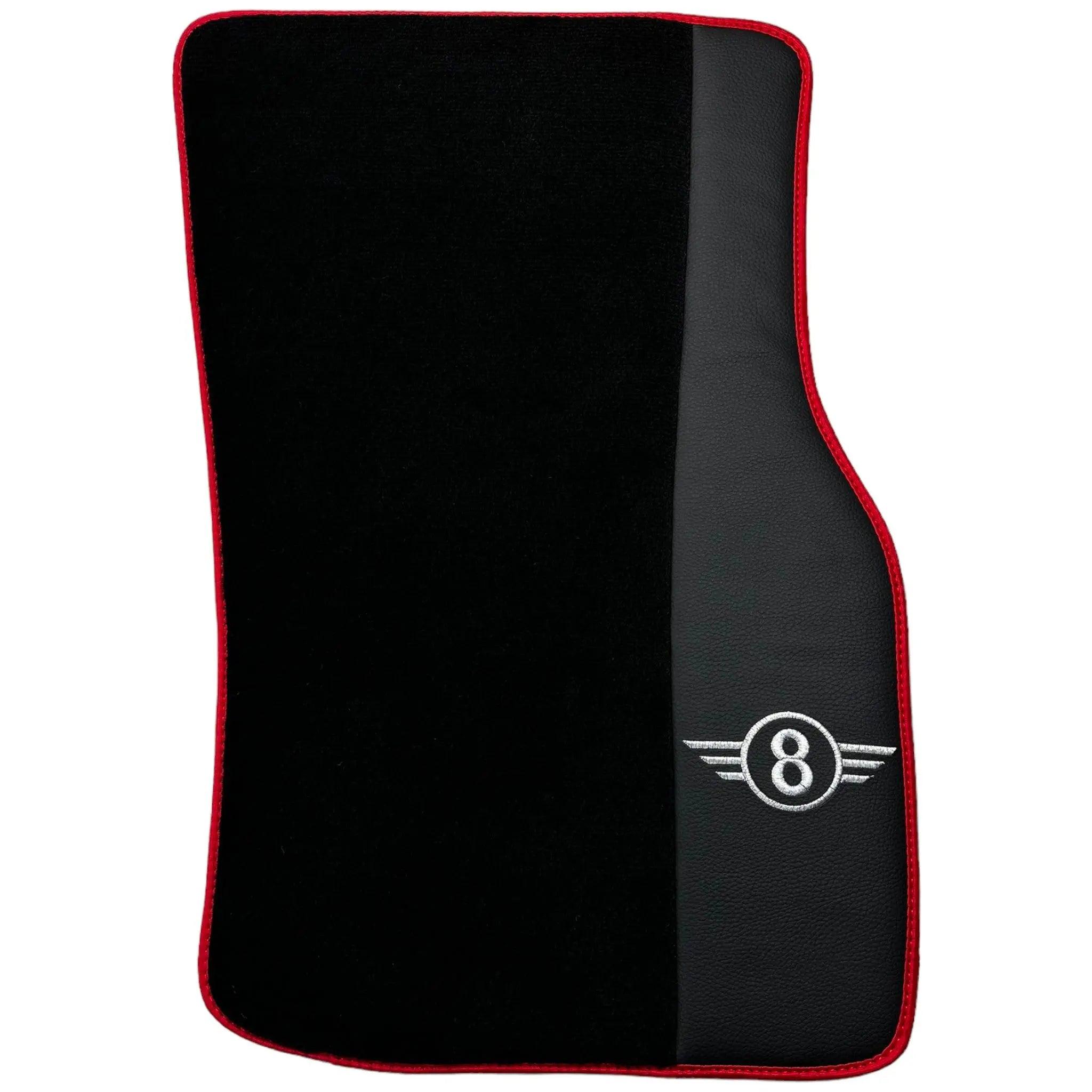 Black Floor Mats for Mini Countryman F60 Hybrid (2020-2023) With Leather | Red Trim - AutoWin