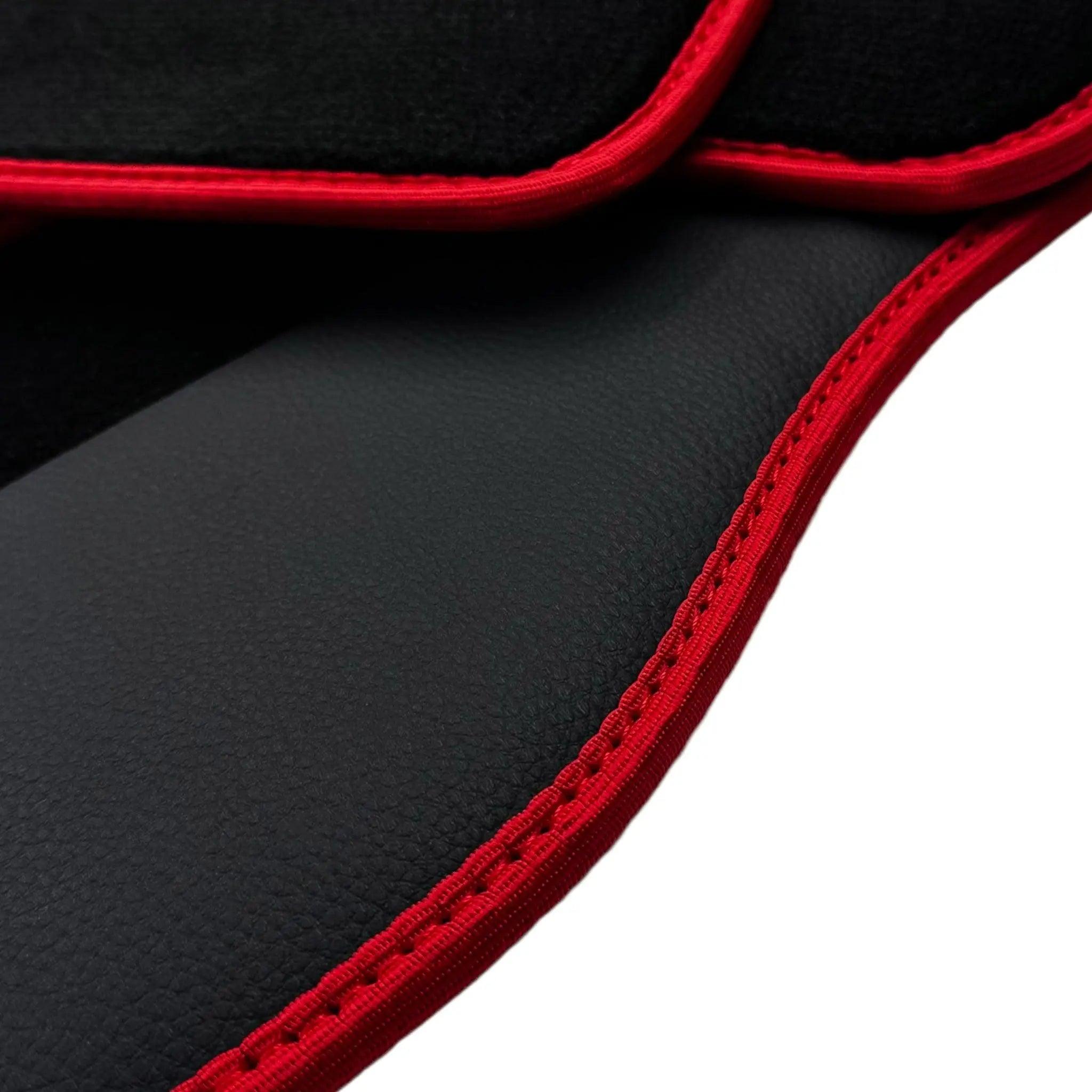 Black Floor Mats for Mini Countryman F60 (2017-2023) With Leather | Red Trim - AutoWin