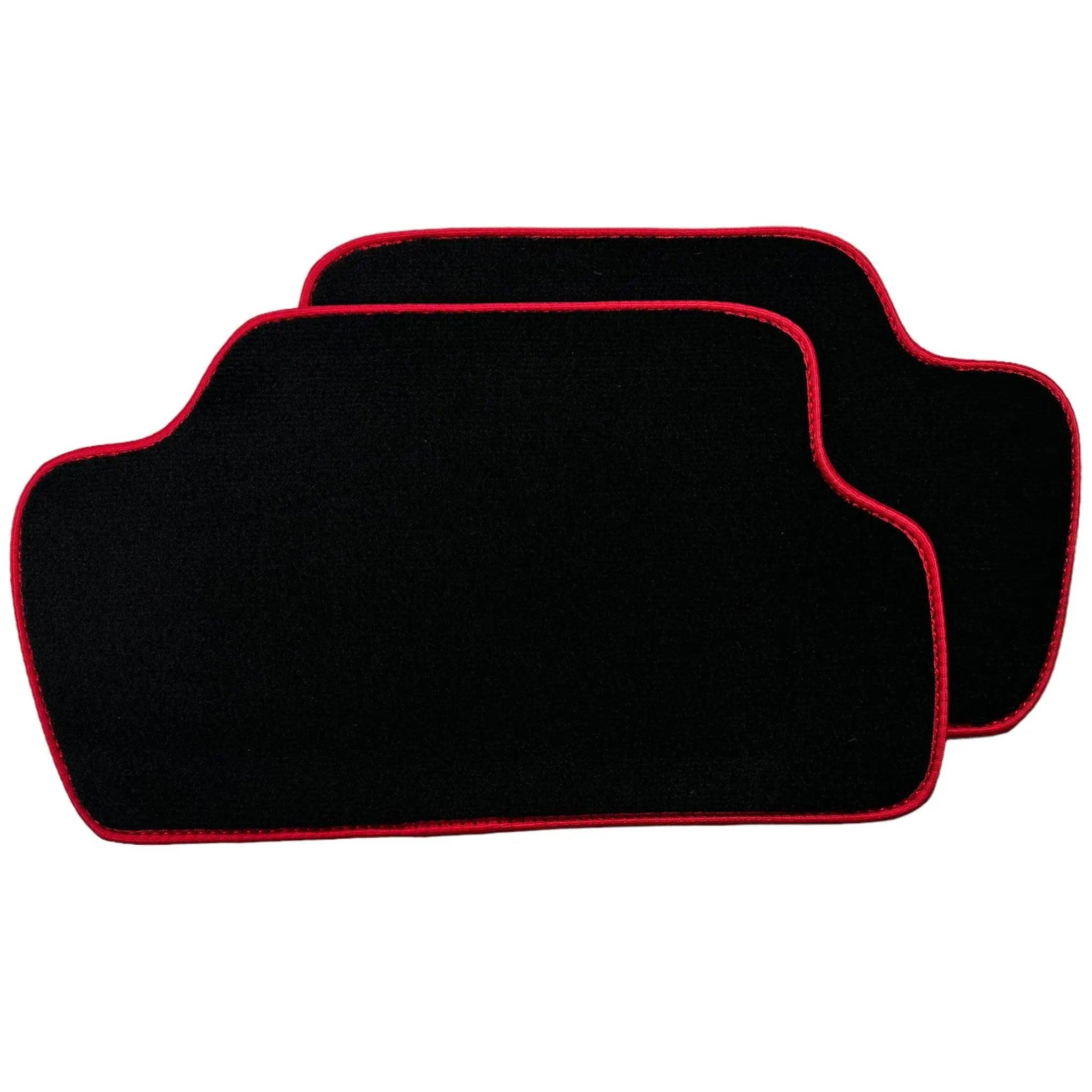 Black Floor Mats for Mini Countryman F60 (2017-2023) With Leather | Red Trim - AutoWin