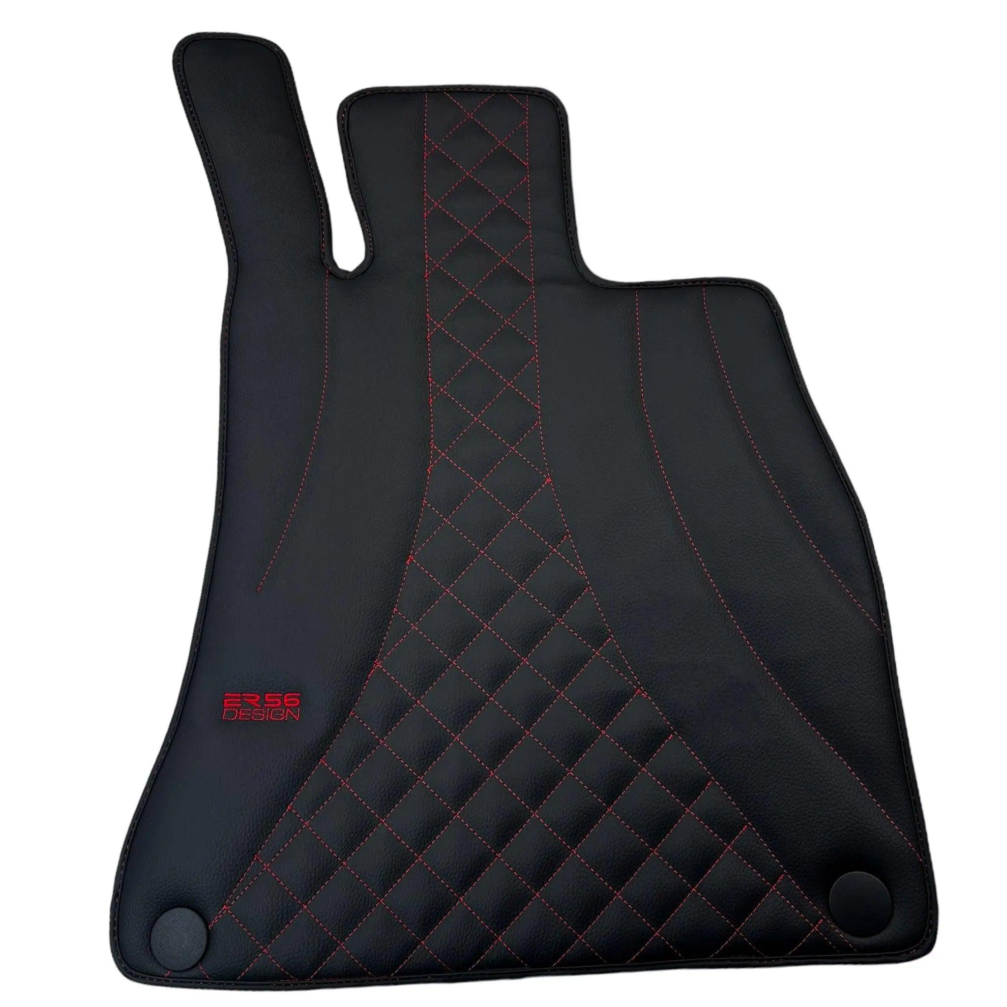 Black Leather Floor Mats For Mercedes Benz C-Class A205 Convertible (2016-2018) | ER56 Design - AutoWin