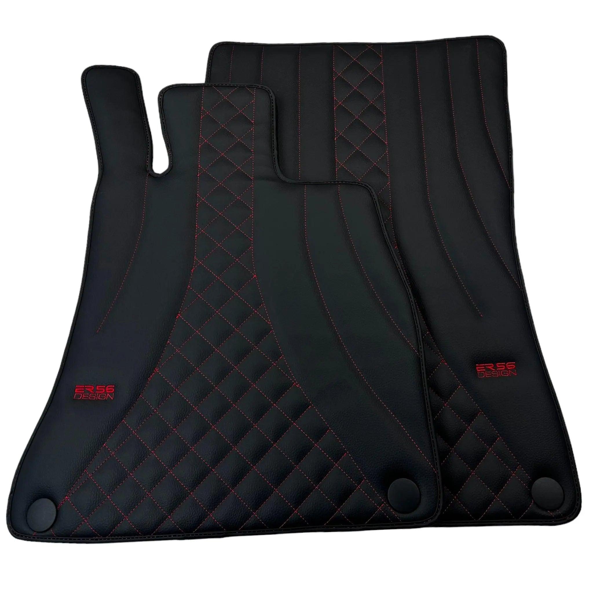 Black Leather Floor Mats For Mercedes Benz C-Class S205 Wagon (2014-2018) | ER56 Design - AutoWin