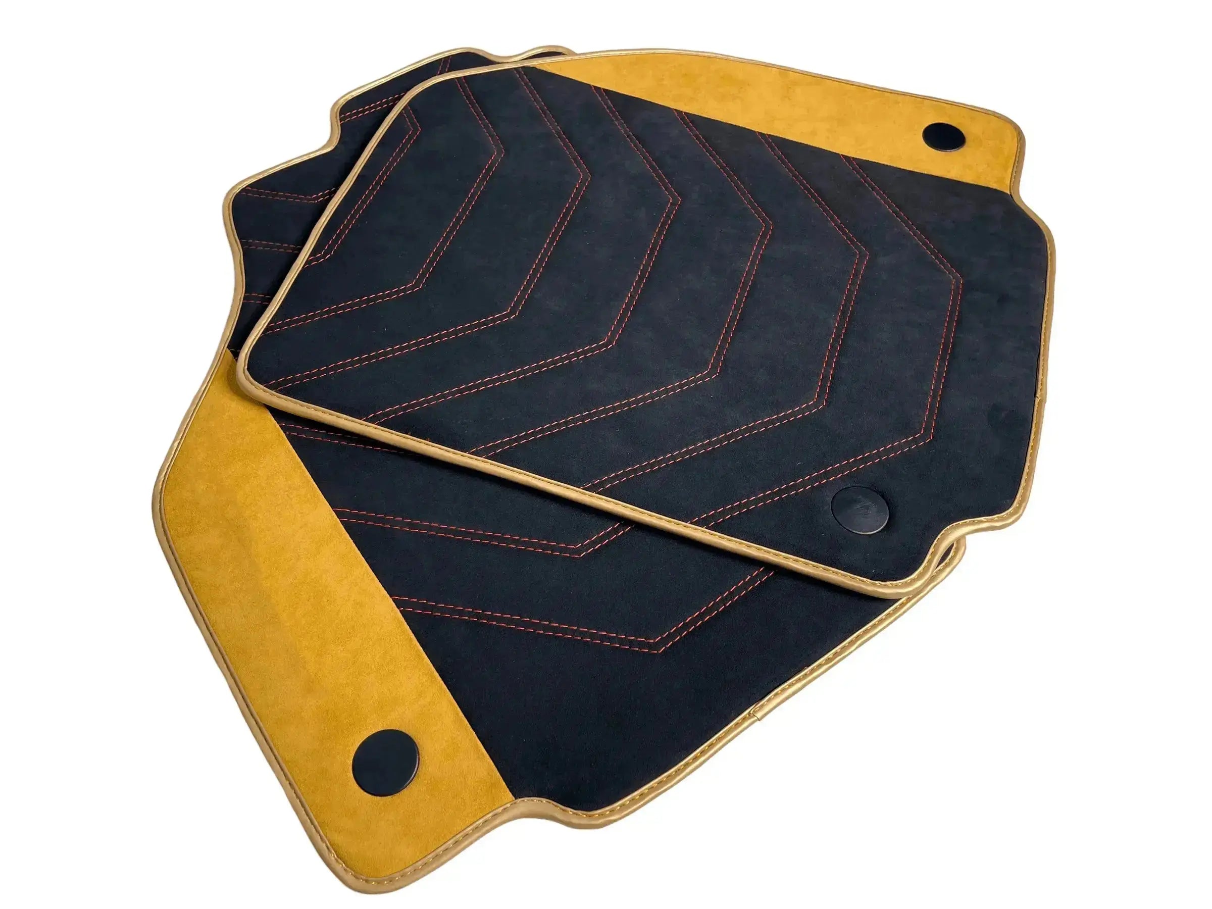 Customizable Black Floor Mats for Ferrari 458 Spider (2012-2015) with Tan Alcantara Leather