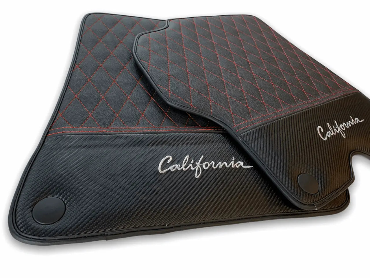 Floor Mats For Ferrari California Convertible 2008-2014 Leather Carbon Edition - AutoWin