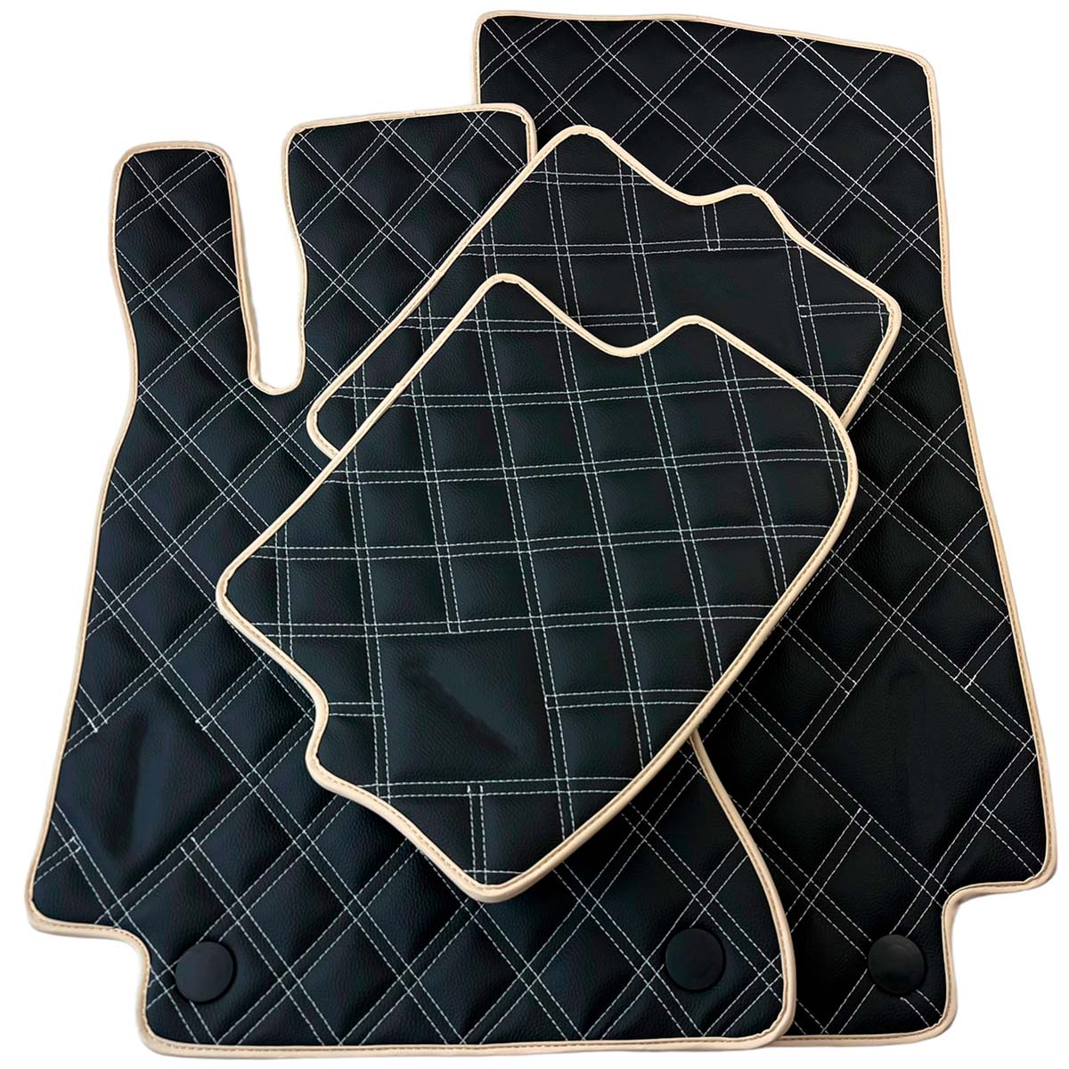 Customizable Black with Beige Trim Floor Mats For Mercedes Benz GLC-Class X253 SUV (2015-2019) 