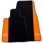 Black Floor Mats for Rolls Royce Black Badge Ghost Series II (2021-2024) with Orange Alcantara