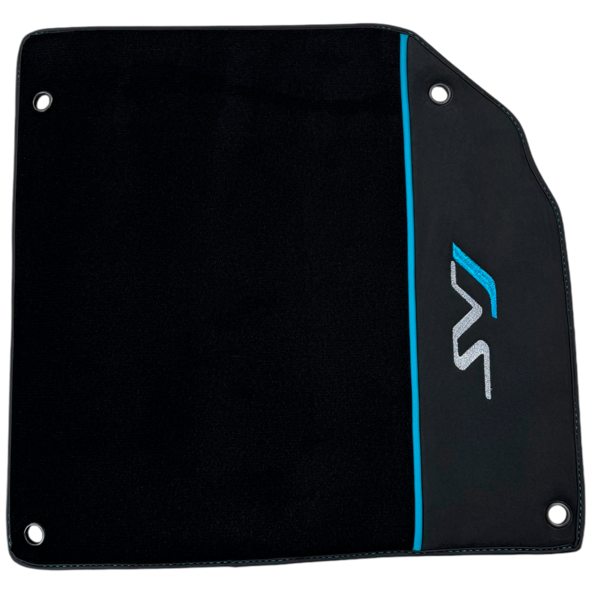 Black Floor Mats for Lamborghini Aventador SVJ Blue with Alcantara Leather