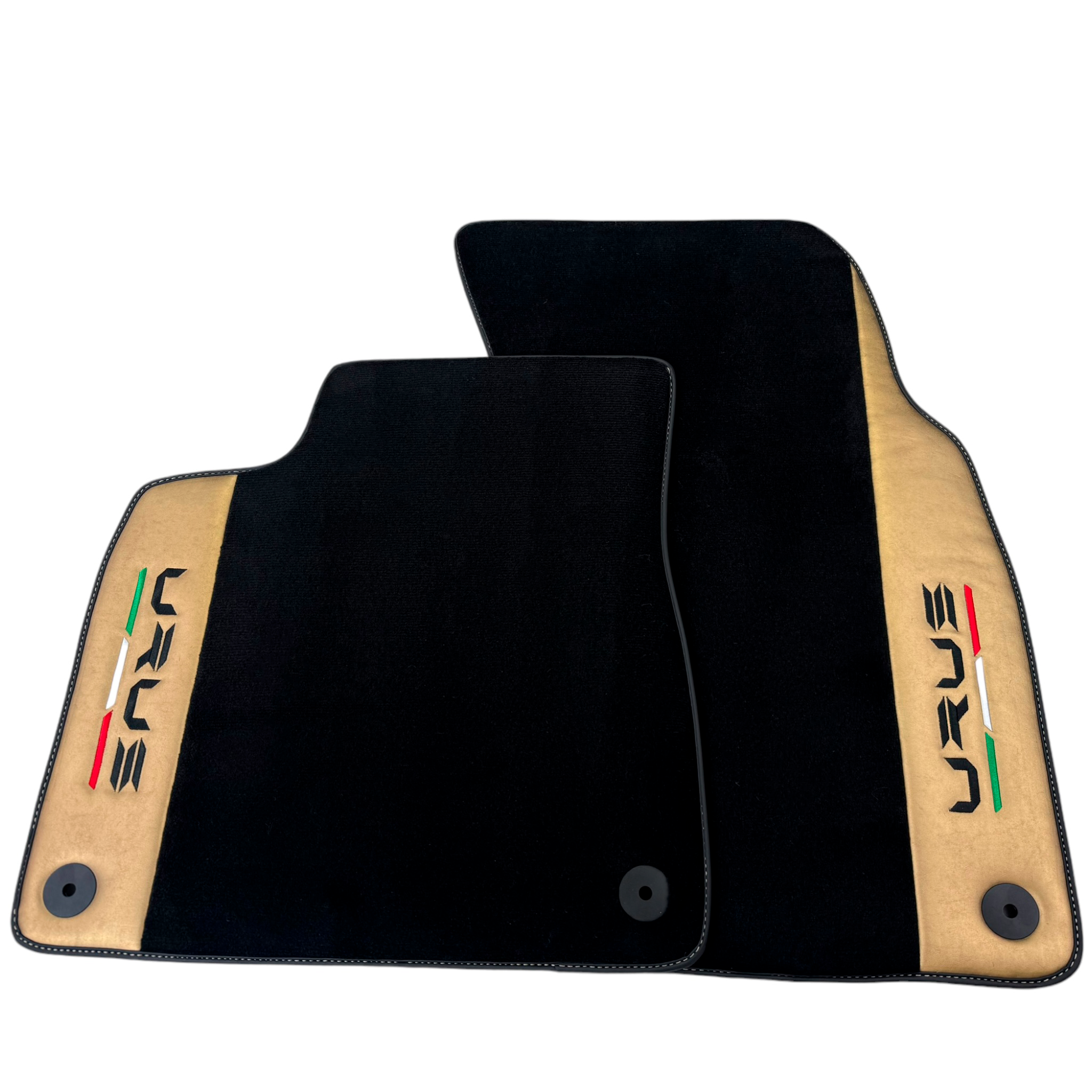 Italian Edition Black Floor Mats for Lamborghini Urus (2018-2024) with Gold Leather Border