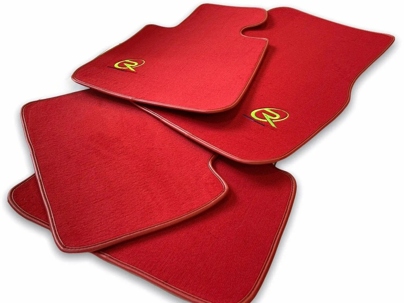 Red Floor Mats For BMW M8 Series Gran Coupe F93 ROVBUT Brand Tailored Set Perfect Fit Green SNIP Collection - AutoWin