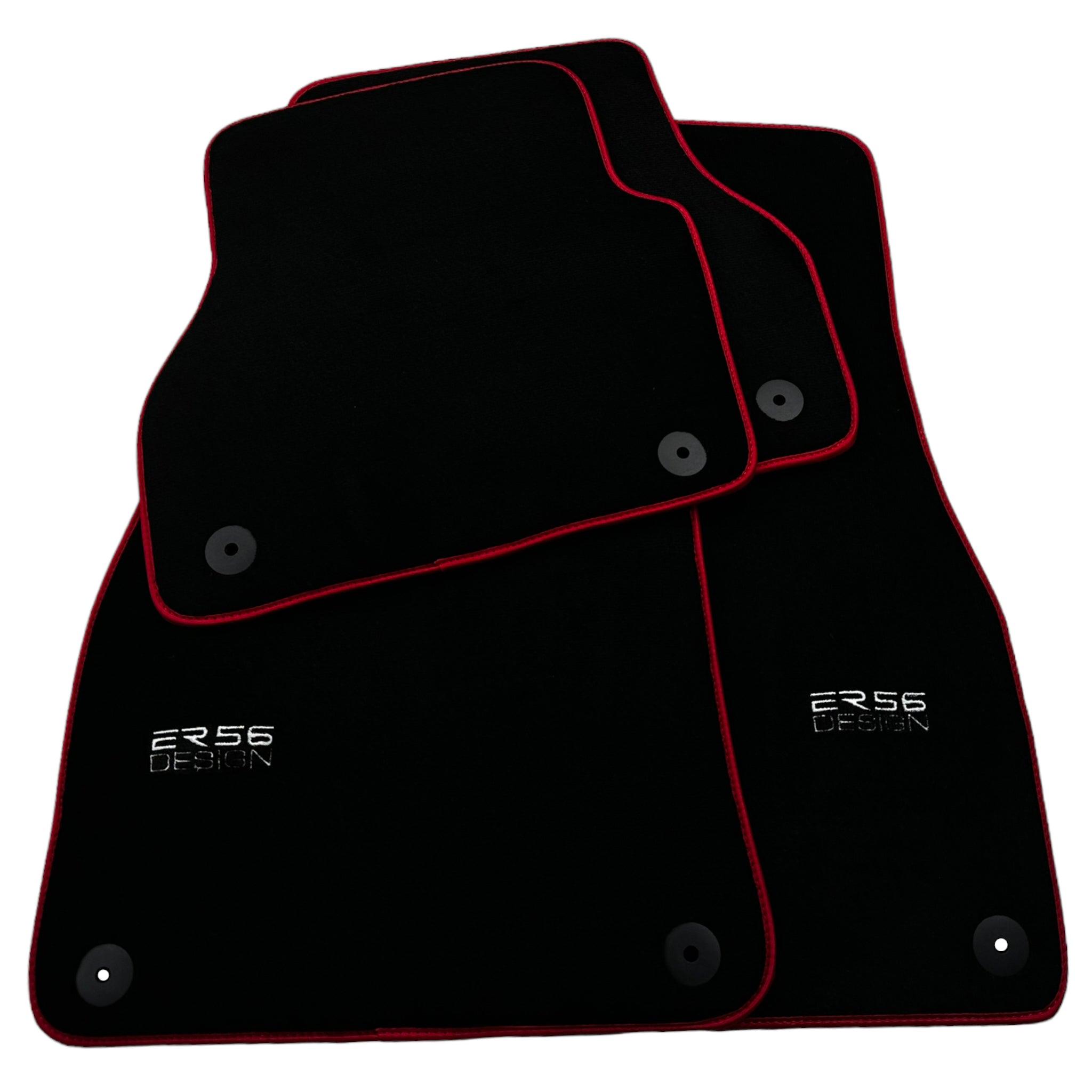 Black Floor Mats For Audi A6 C8 (2018) ER56 Design with Red Trim