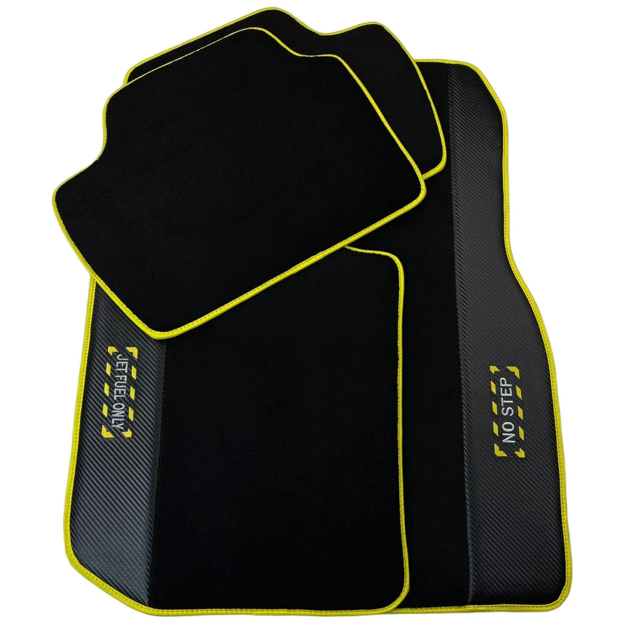 Black Floor Mats For BMW 3 Series G20 | Fighter Jet Edition | Yellow Trim - AutoWin