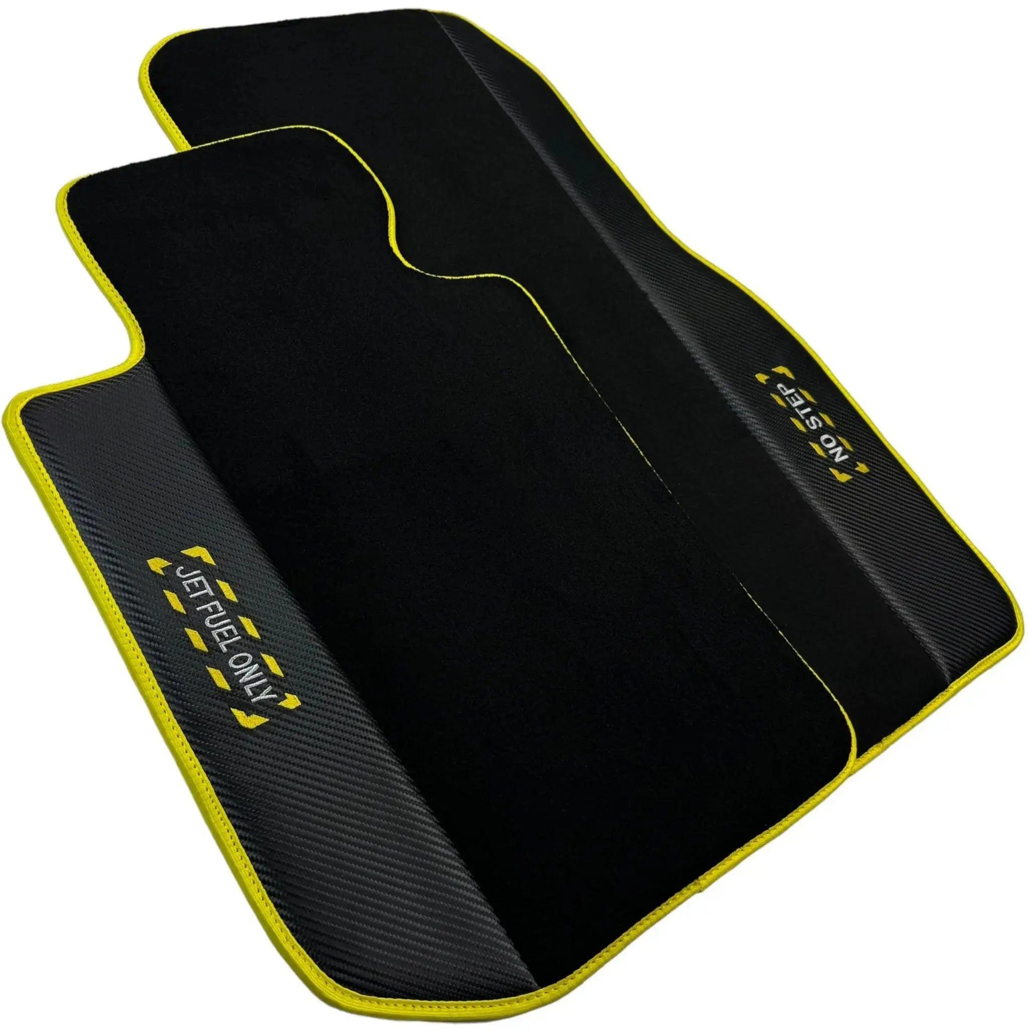 Black Floor Mats For BMW M3 F80 Series | Fighter Jet Edition | Yellow Trim AutoWin Brand - AutoWin