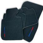 Black Floor Mats For BMW M3 G80 With 3 Color Stripes Tailored Set Perfect Fit - AutoWin