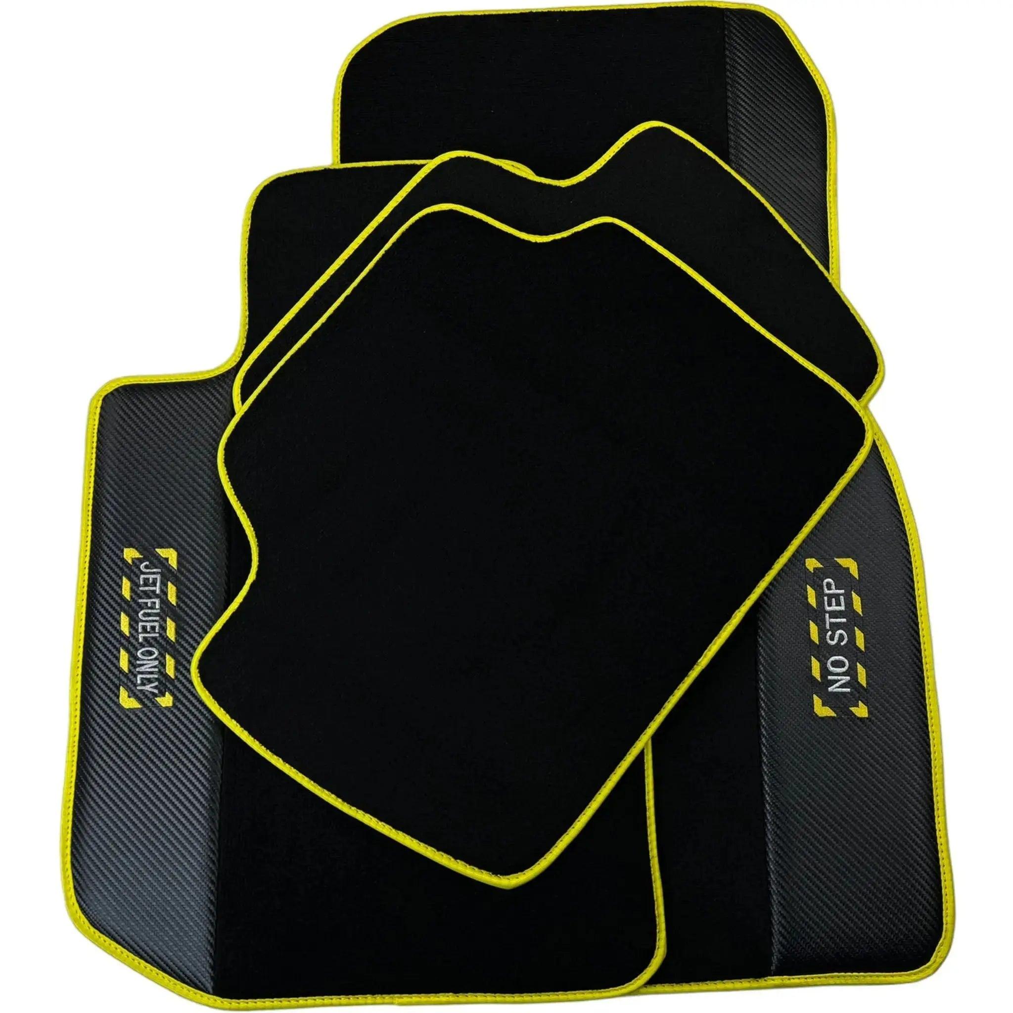 Black Floor Mats For BMW X3 Series G01 | Fighter Jet Edition | Yellow Trim - AutoWin