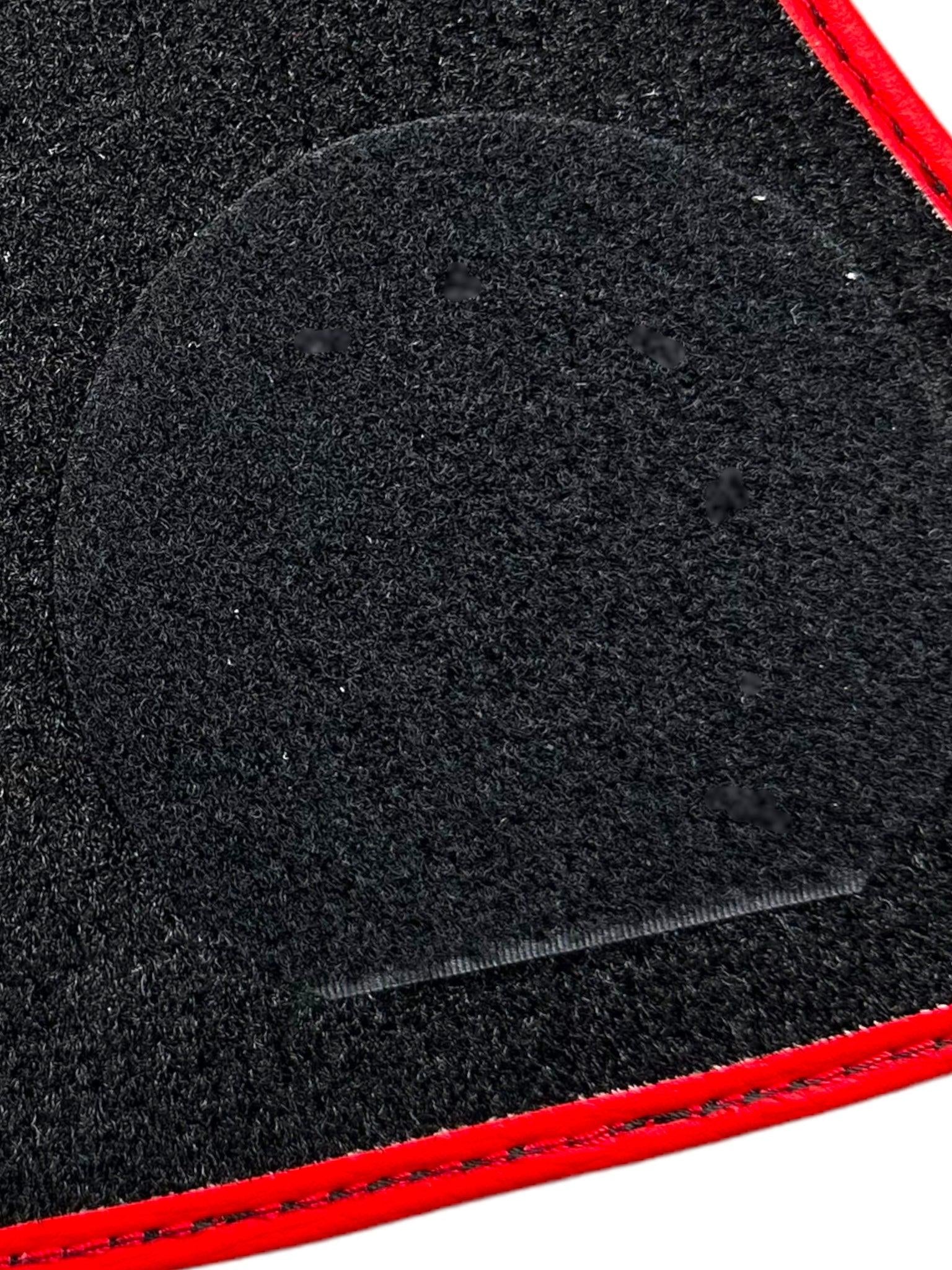 Black Floor Mats for Ferrari 296 GTB (2022-2024) with Leather and Red Trim