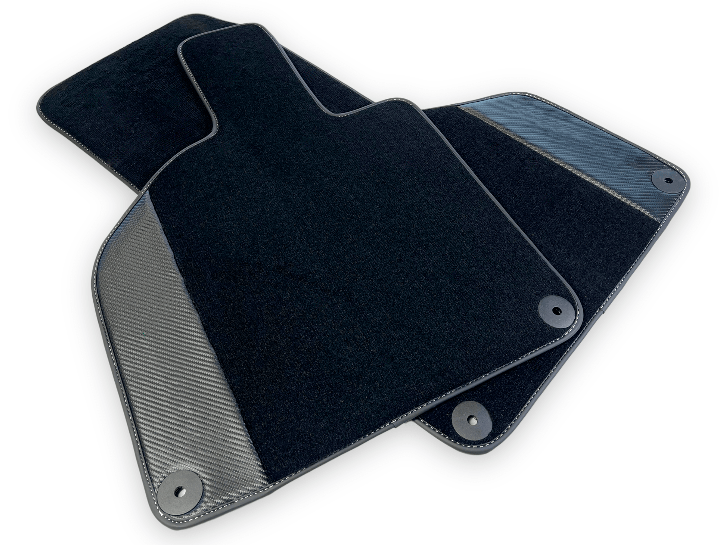 Customizable Black Floor Mats for Lamborghini Huracan with Carbon Fiber Leather