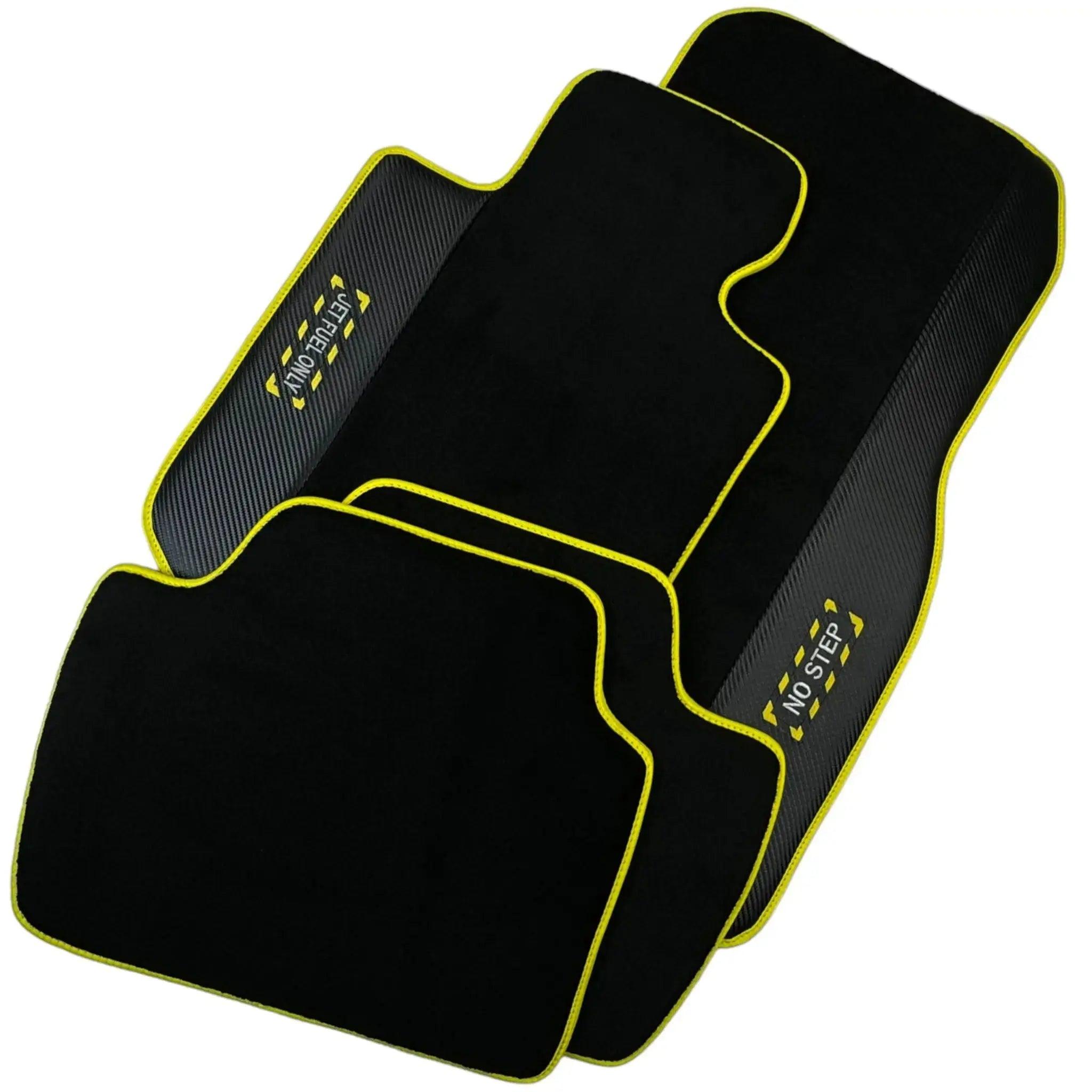 Black Mats For BMW 6 Series E24 Coupe | Fighter Jet Edition | Yellow Trim - AutoWin