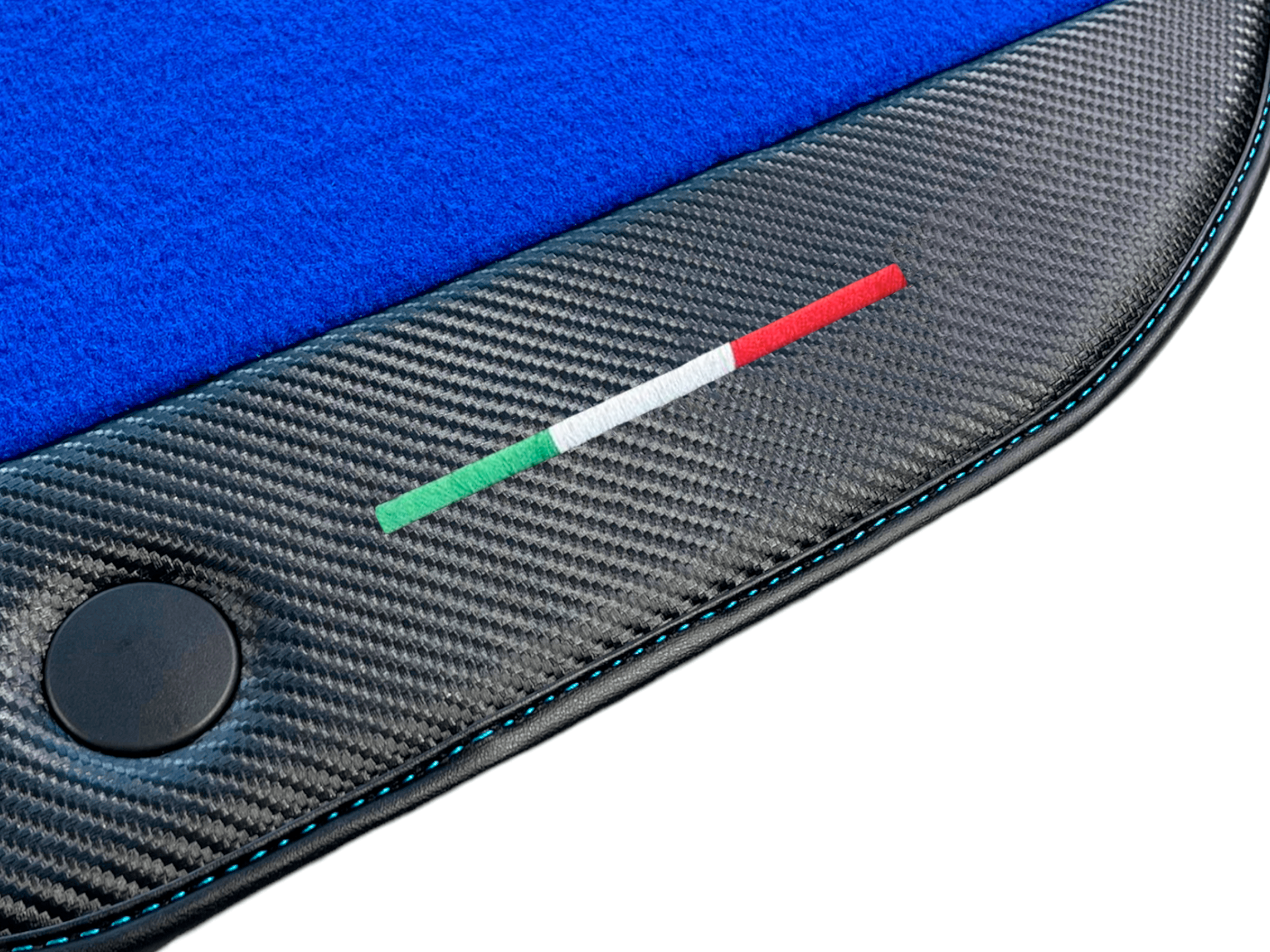 Blue Floor Mats For Ferrari 488 Pista Spider 2019-2021 With Carbon Fiber Leather