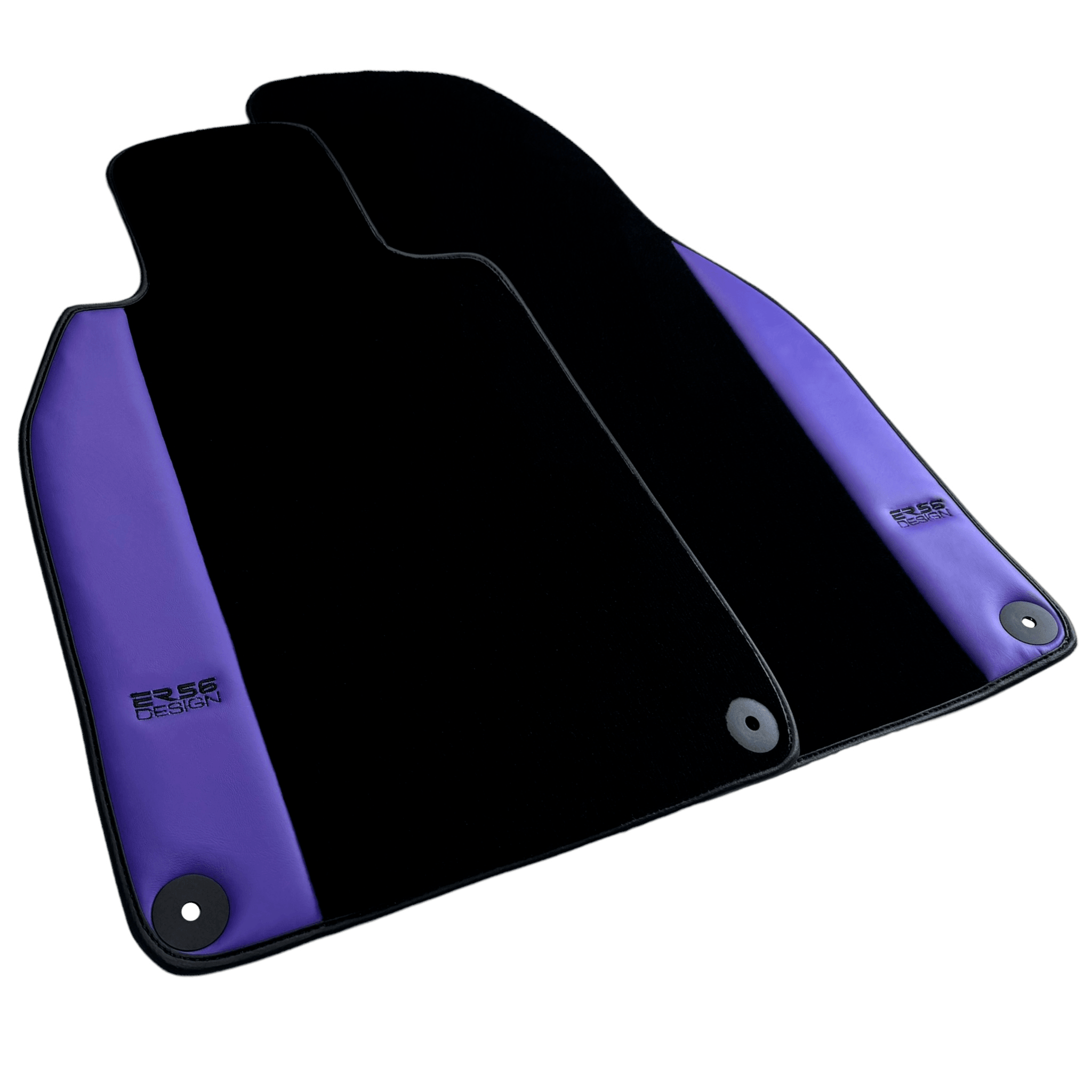 Black Floor Mats for Porsche Panamera (2017-2023) with Purple Leather | ER56 Design - AutoWin