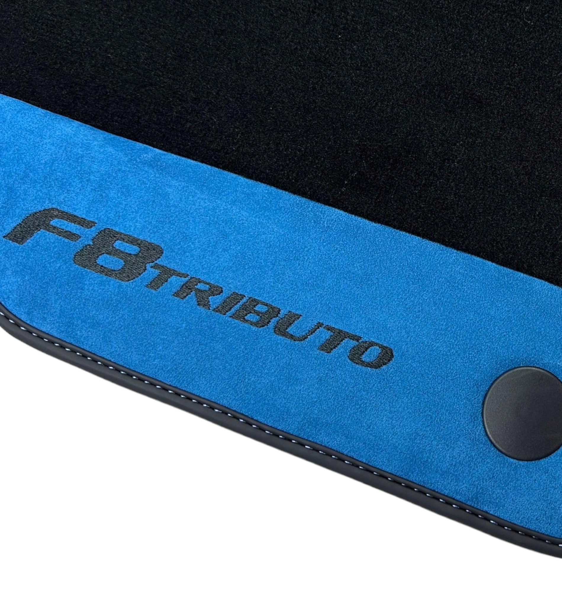 Floor Mats For Ferrari F8 Tributo 2019-2022 With Blue Alcantara Leather - AutoWin