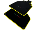 Black Floor Mats for Lamborghini Huracan with Italian Flag | Yellow Trim