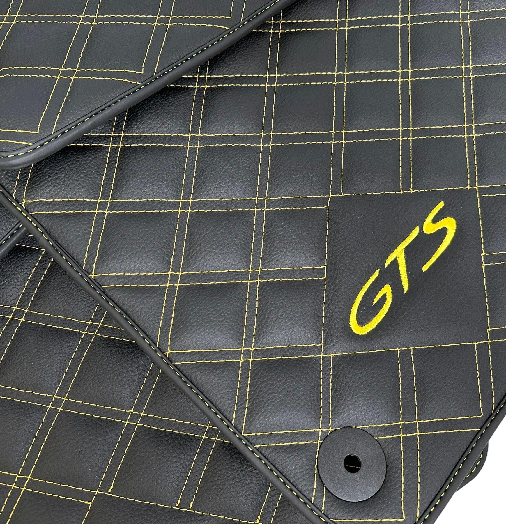 Leather Floor Mats for Porsche Cayenne GTS (2010-2018) Yellow Sewing - AutoWin