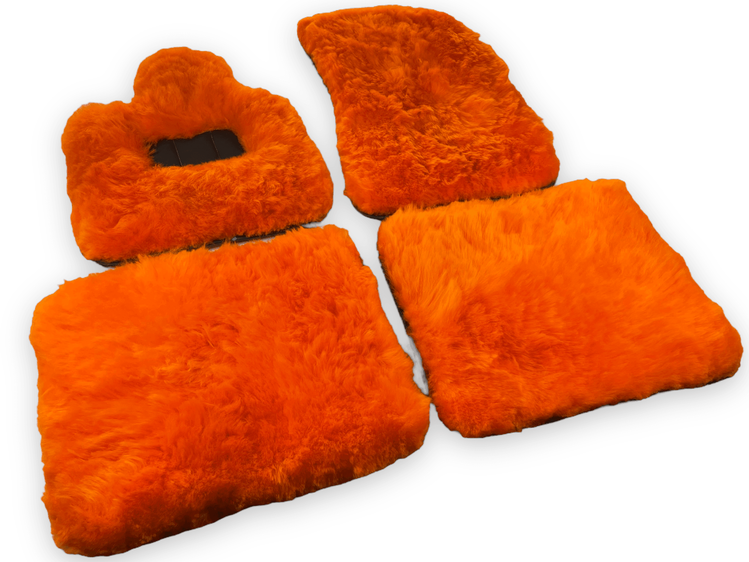 Orange Sheepskin Floor Mats For Rolls Royce Cullinan Rr31 2018-2023 Er56 Design Brand - AutoWin