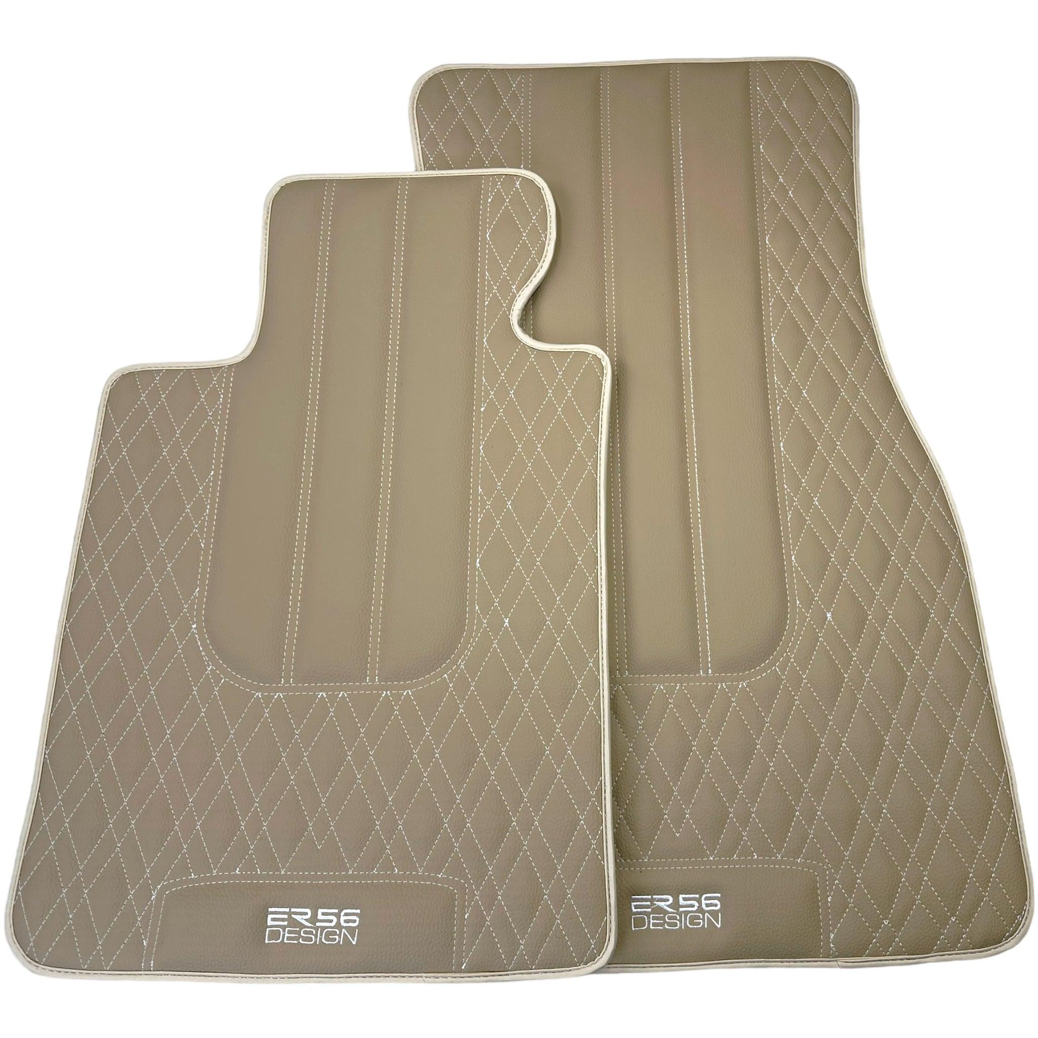 Beige Leather Floor Floor Mats For BMW M3 F80 Series | Fighter Jet Edition AutoWin Brand |Sky Blue Trim