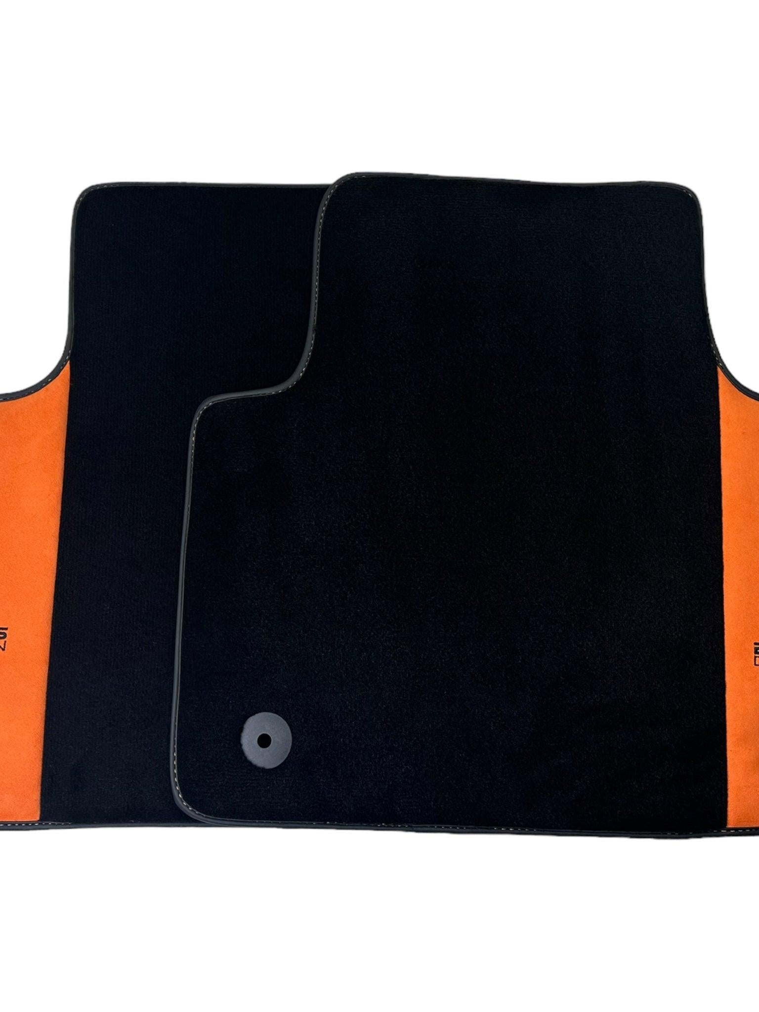 Black Floor Mats for A7 - C8 (2018-2023) Orange Alcantara | ER56 Design
