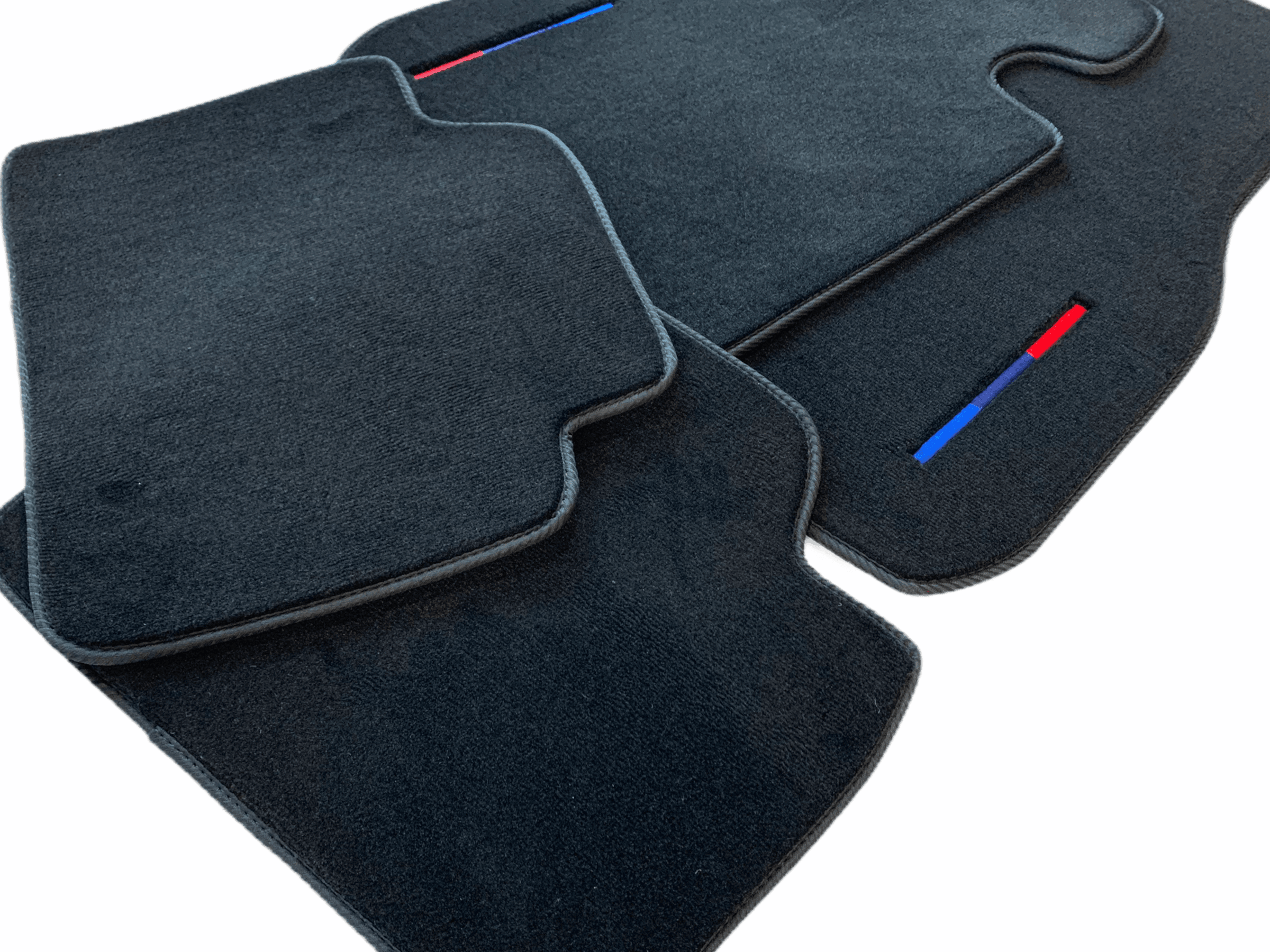 Black Floor Mats For BMW 1 Series E88 Convertible With 3 Color Stripes Tailored Set Perfect Fit - AutoWin