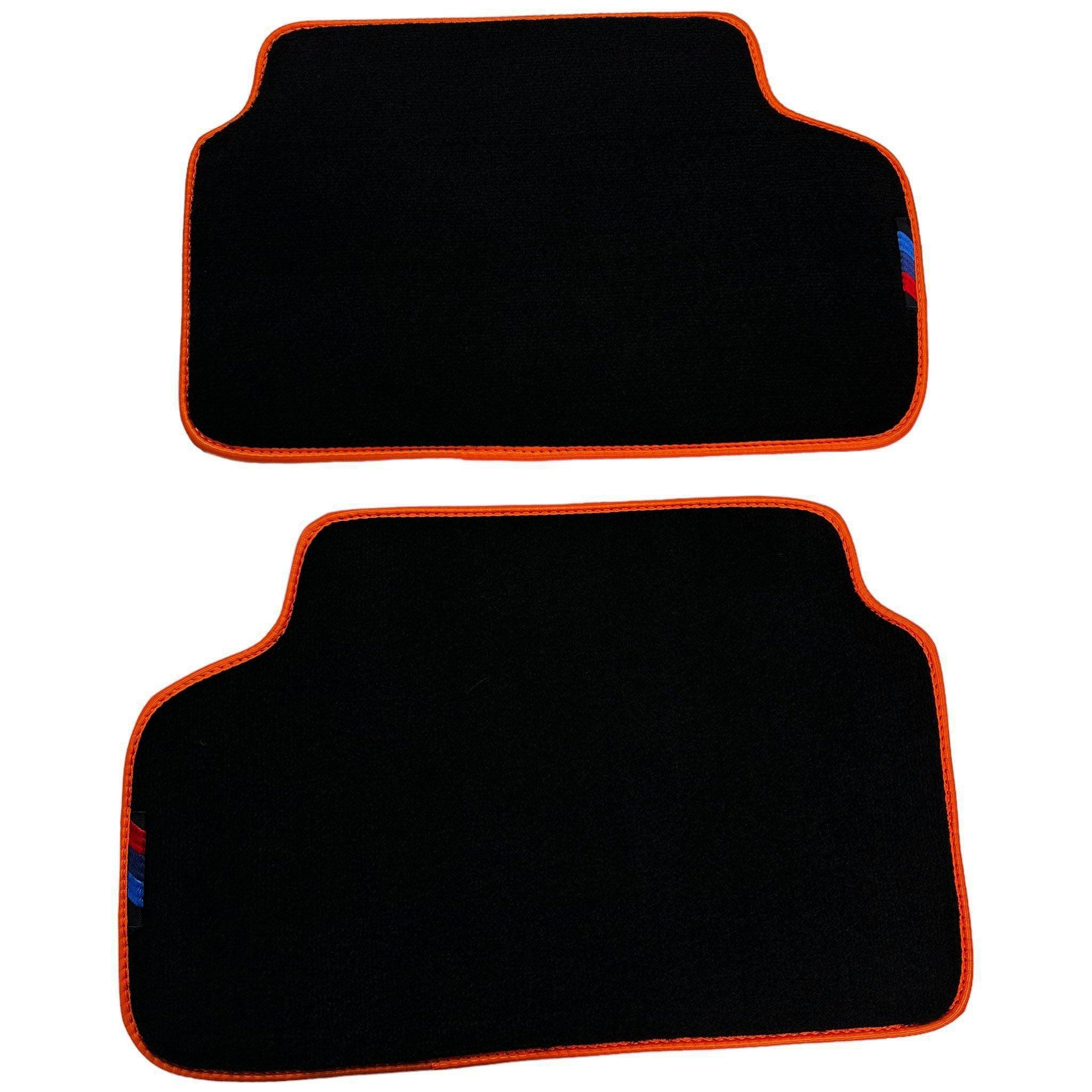 Black Floor Floor Mats For BMW 1 Series F20 | Orange Trim