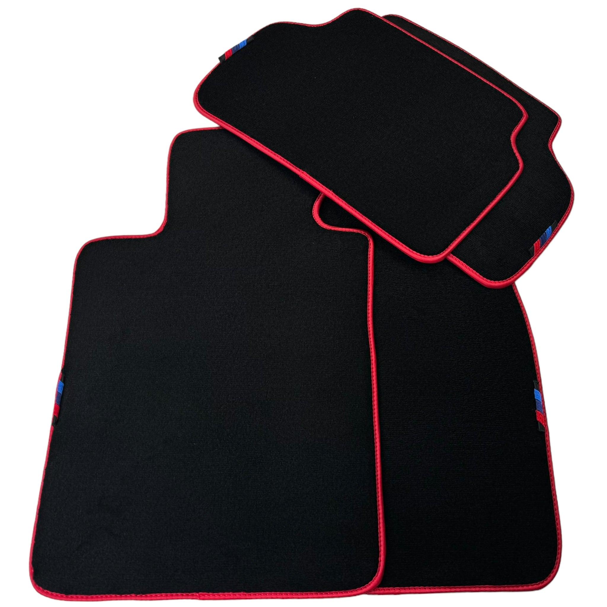 Black Floor Floor Mats For BMW 1 Series F20 | Red Trim