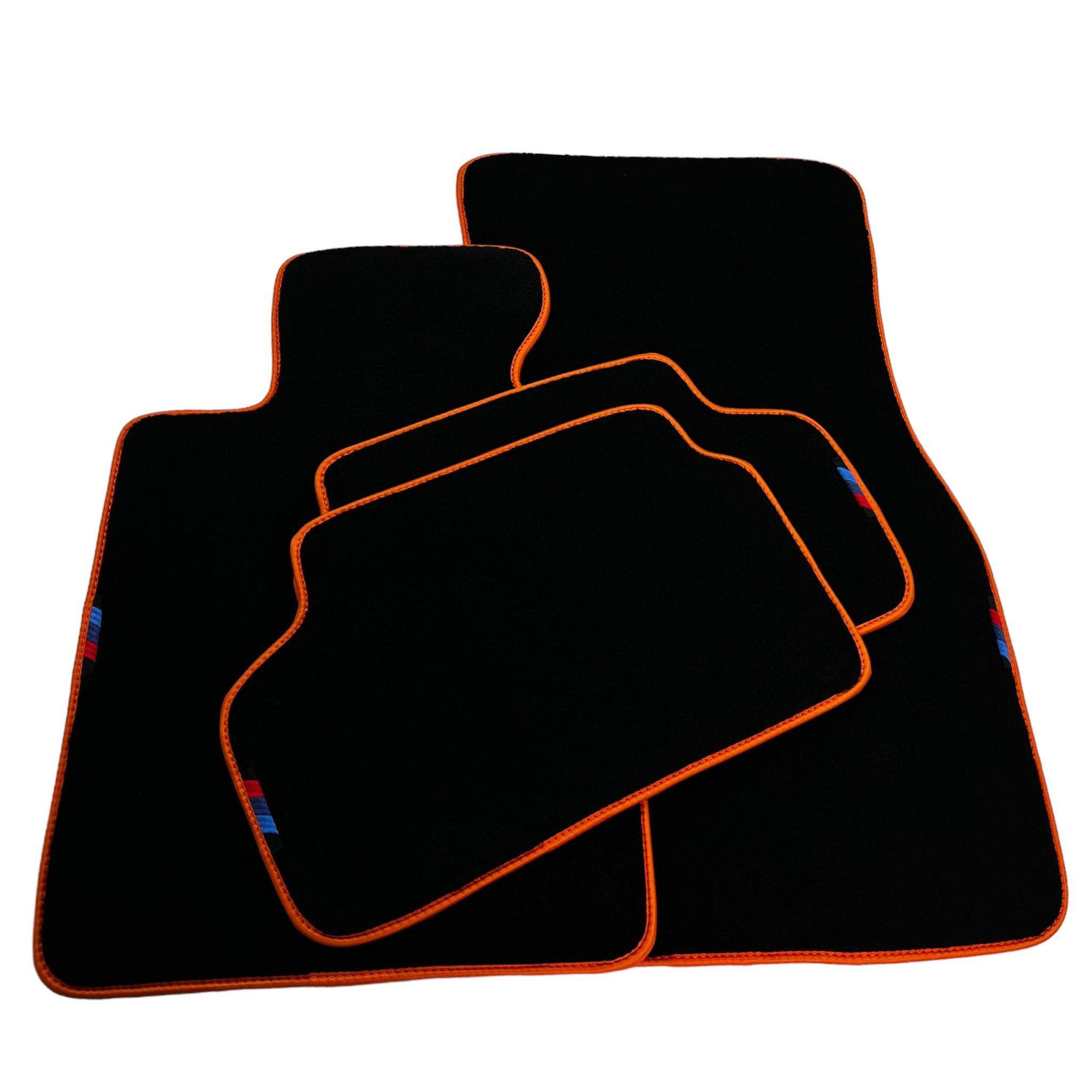 Black Floor Floor Mats For BMW 6 Series F12 | Fighter Jet Edition AutoWin Brand |Orange Trim