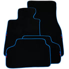 Black Floor Floor Mats For BMW 6 Series F12 | Fighter Jet Edition AutoWin Brand |Sky Blue Trim