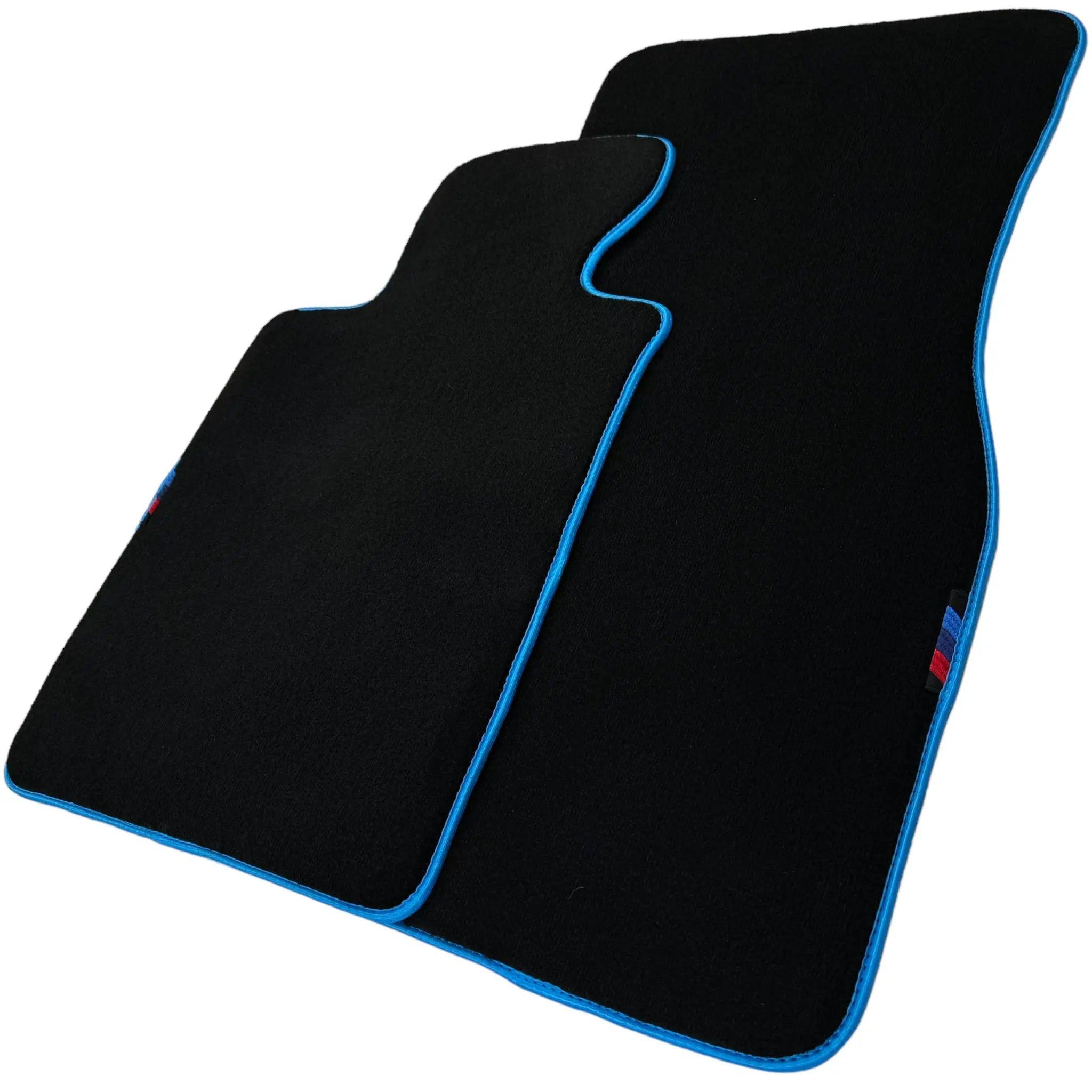 Black Floor Floor Mats For BMW 8 Series G14 | Fighter Jet Edition AutoWin Brand |Sky Blue Trim