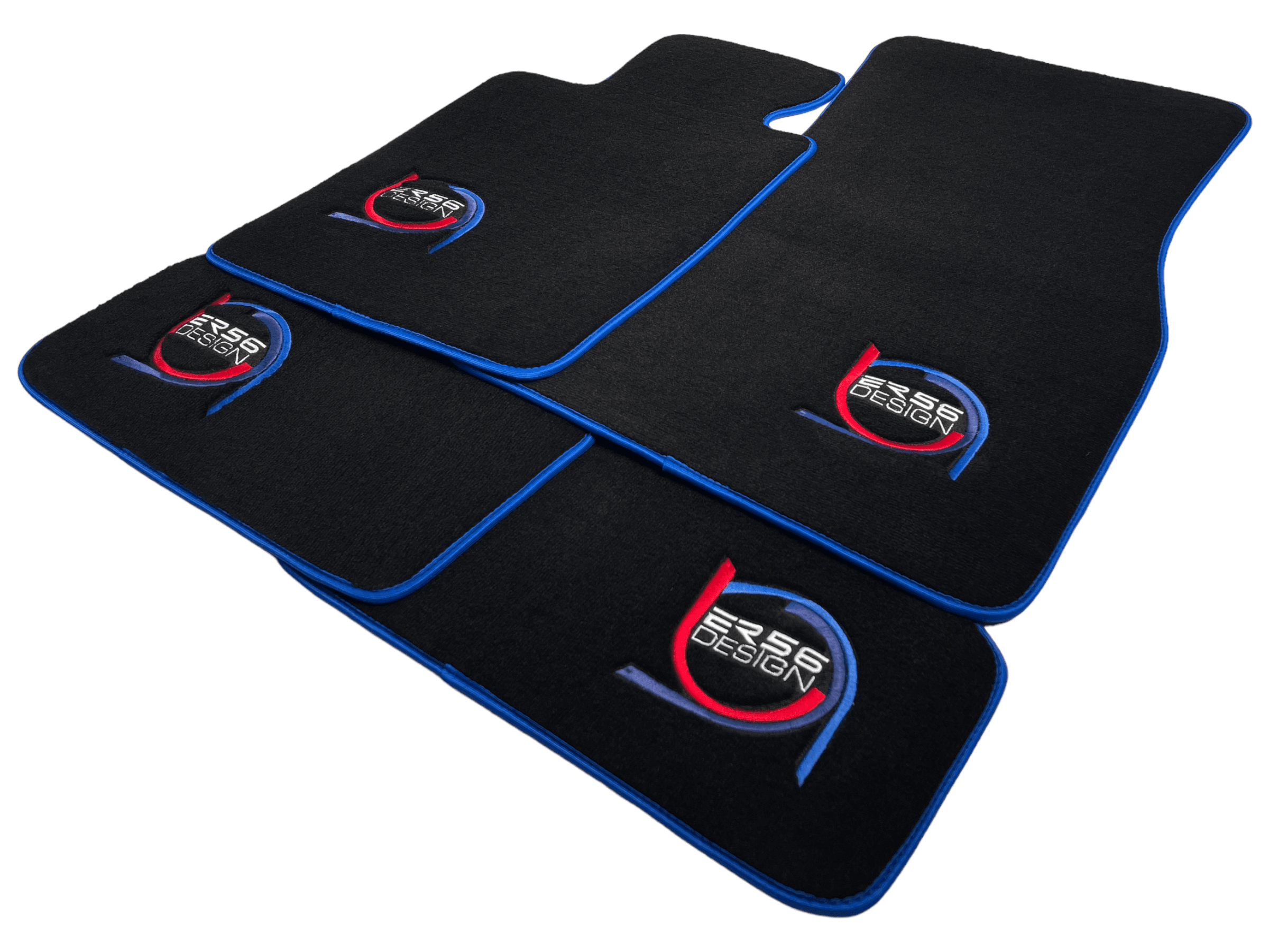 Black Floor Mats For BMW M5 E60 ER56 Design Limited Edition Blue Trim - AutoWin