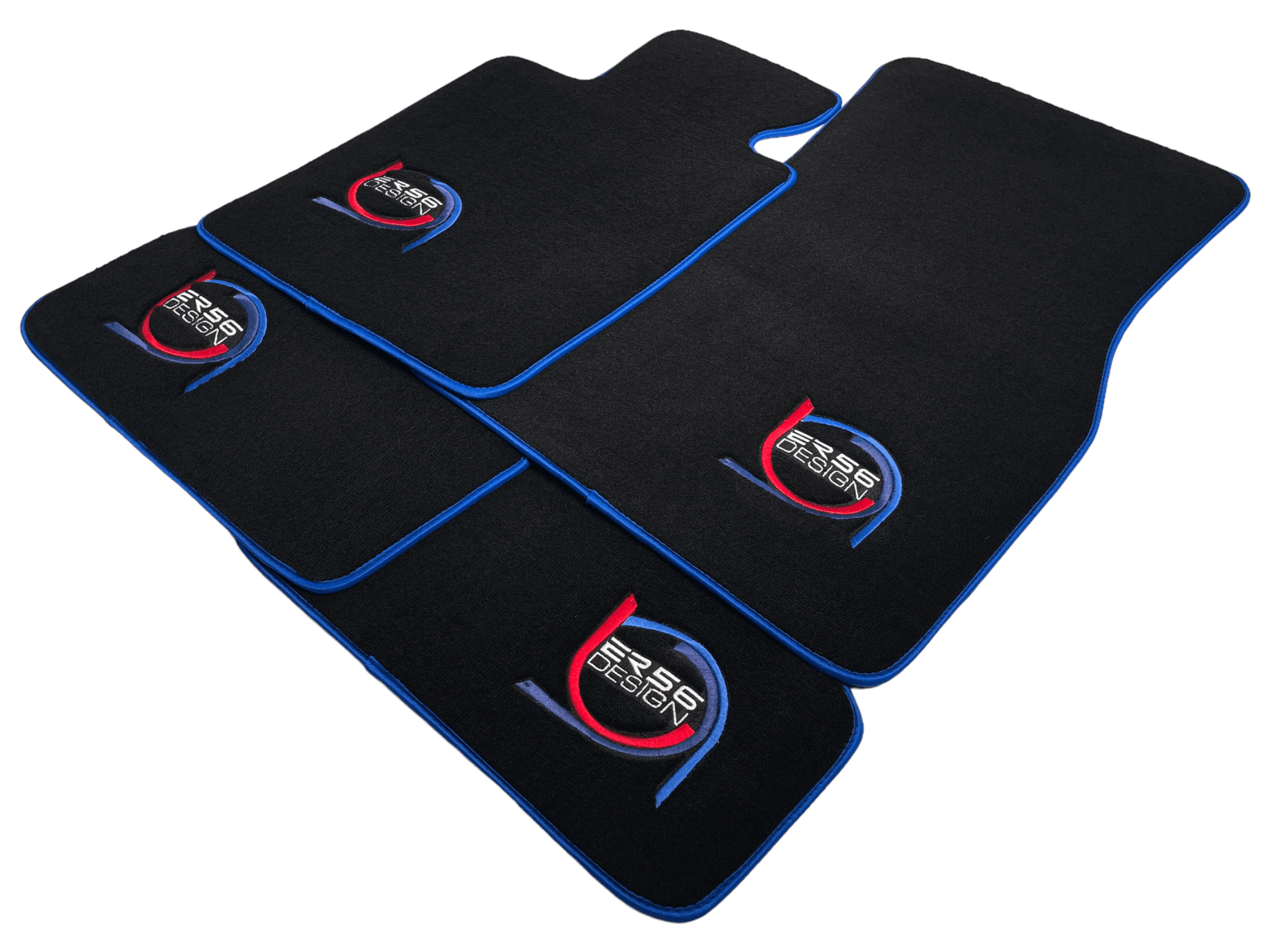 Black Floor Mats For BMW M5 E60 ER56 Design Limited Edition Blue Trim - AutoWin