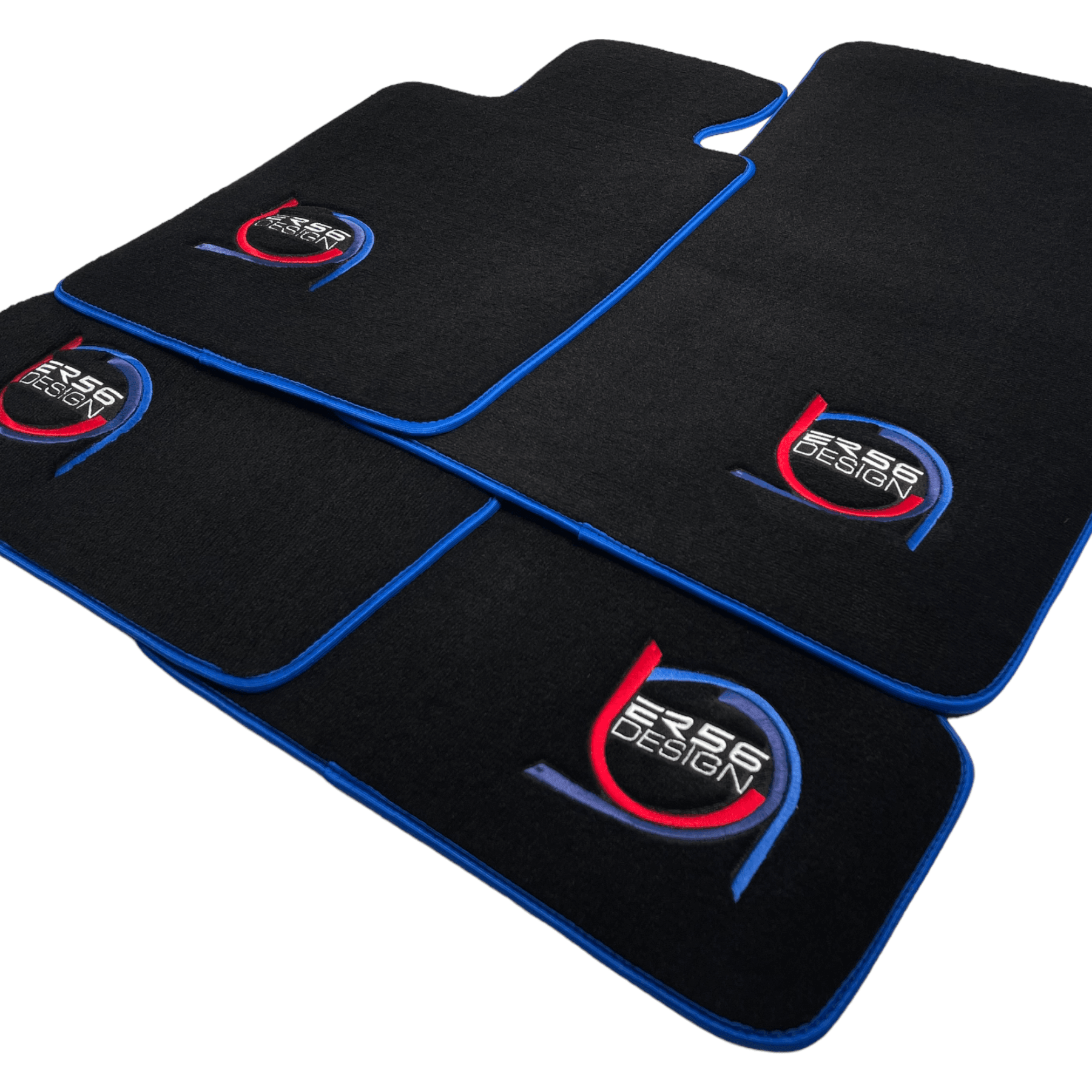 Black Floor Mats For BMW M6 E64 Convertible ER56 Design Limited Edition Blue Trim - AutoWin