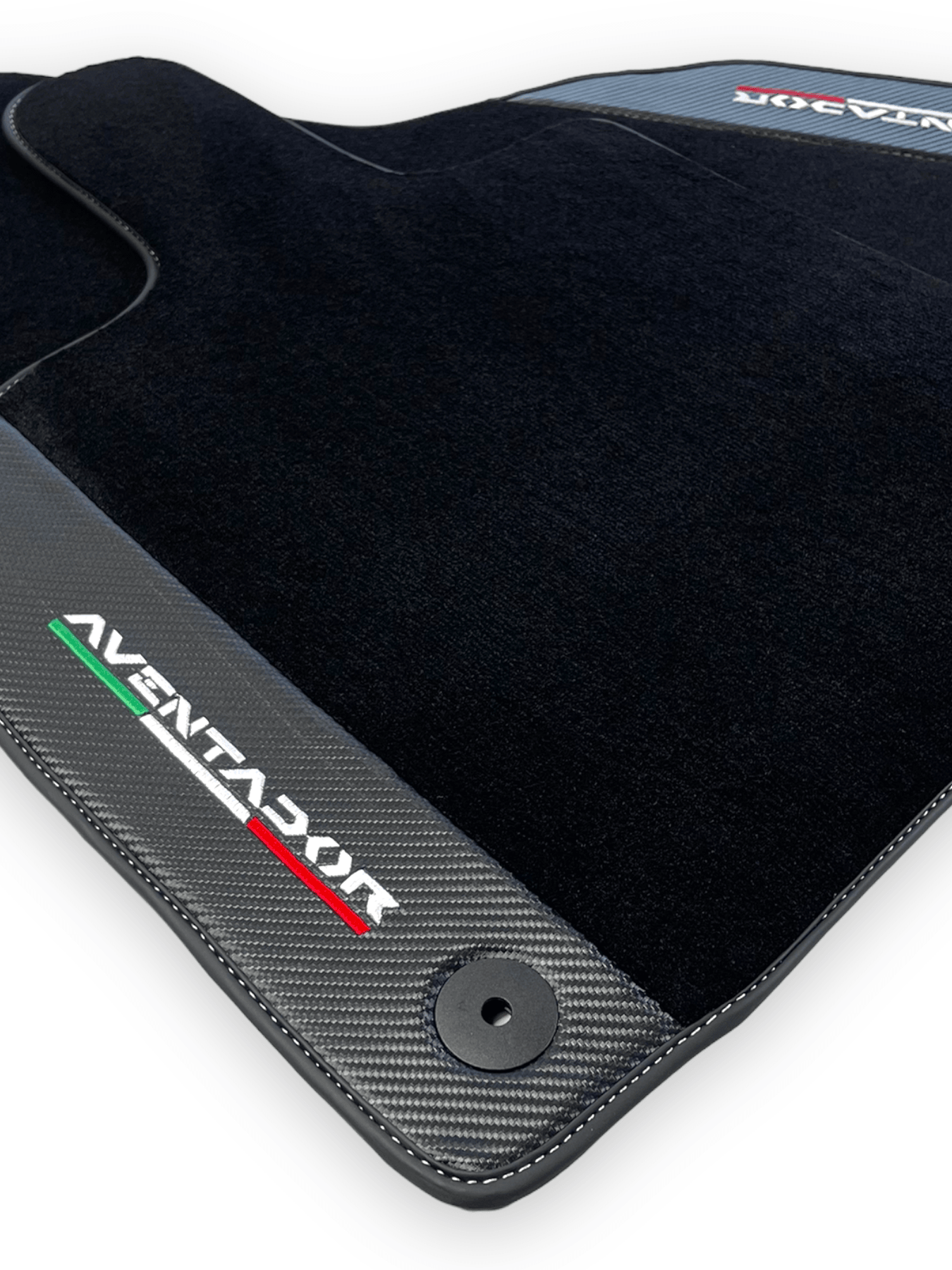 Black Floor Mats for Lamborghini Aventador With Carbon Fiber Leather - AutoWin