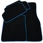 Black Floor Mats For BMW 4 Series G22 Coupe | Sky Blue Trim