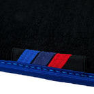 Black Mats For BMW 5 Series E28 Sedan | Blue Trim - AutoWin