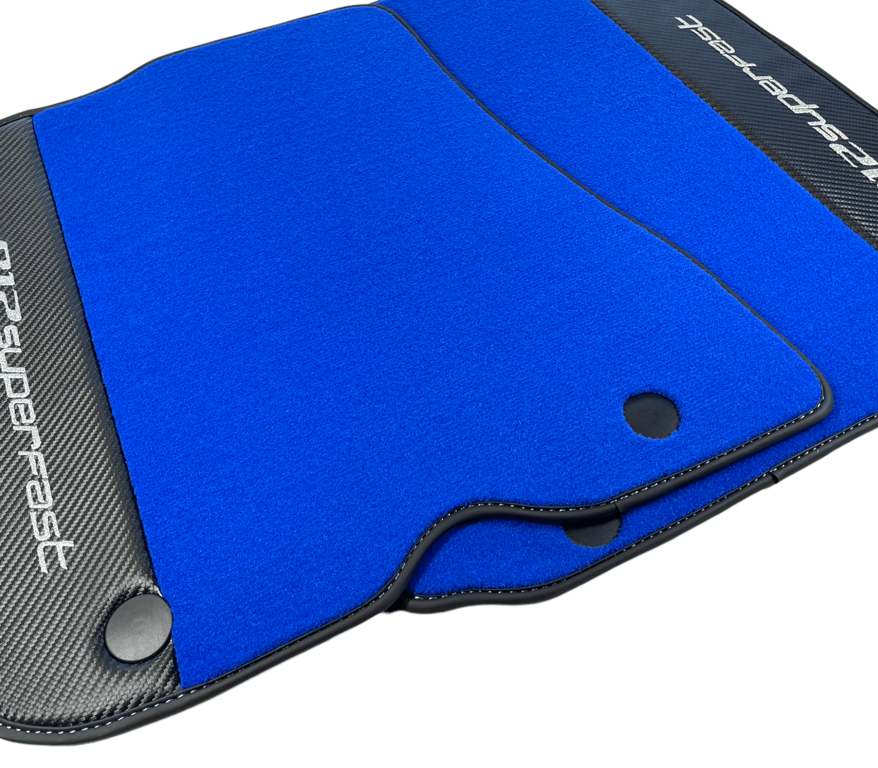 Blue Floor Mats For Ferrari 812 Superfast With Carbon Fiber Leather - AutoWin