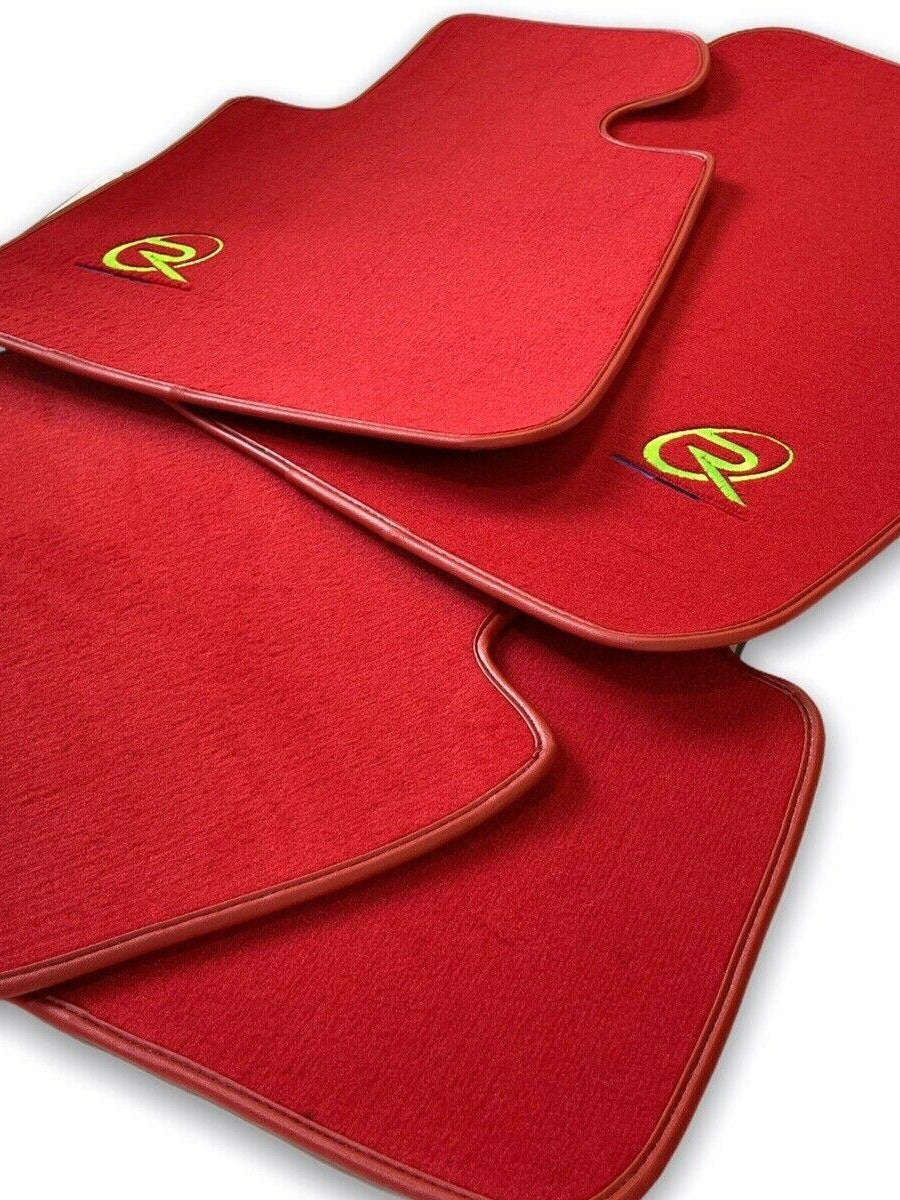 Red Floor Mats For BMW 4 Series G23 Convertible ROVBUT Brand Tailored Set Perfect Fit Green SNIP Collection - AutoWin