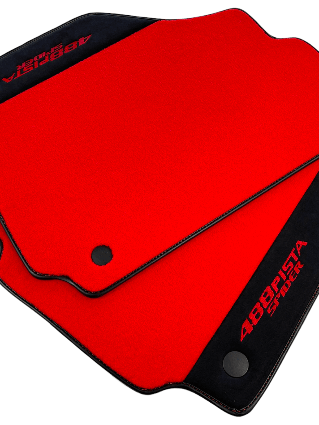 Red Floor Mats For Ferrari 488 Pista Spider 2019-2021 With Alcantara Leather - AutoWin